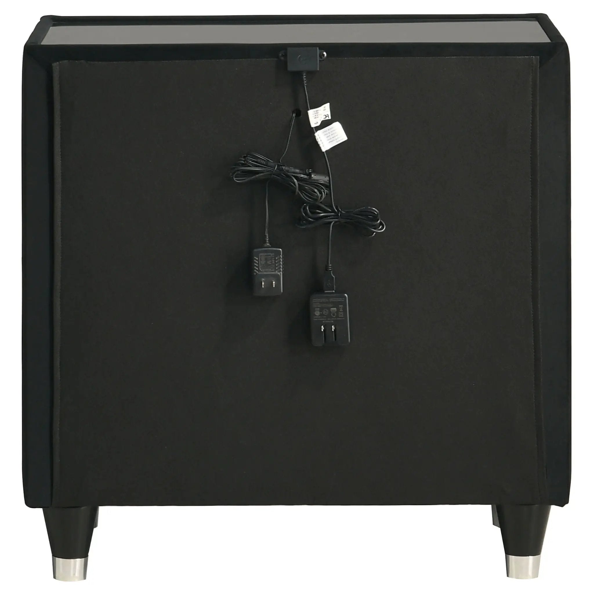 Ravenne 2-drawer Velvet Upholstered LED Nightstand with USB Black by Unique Piece Furniture