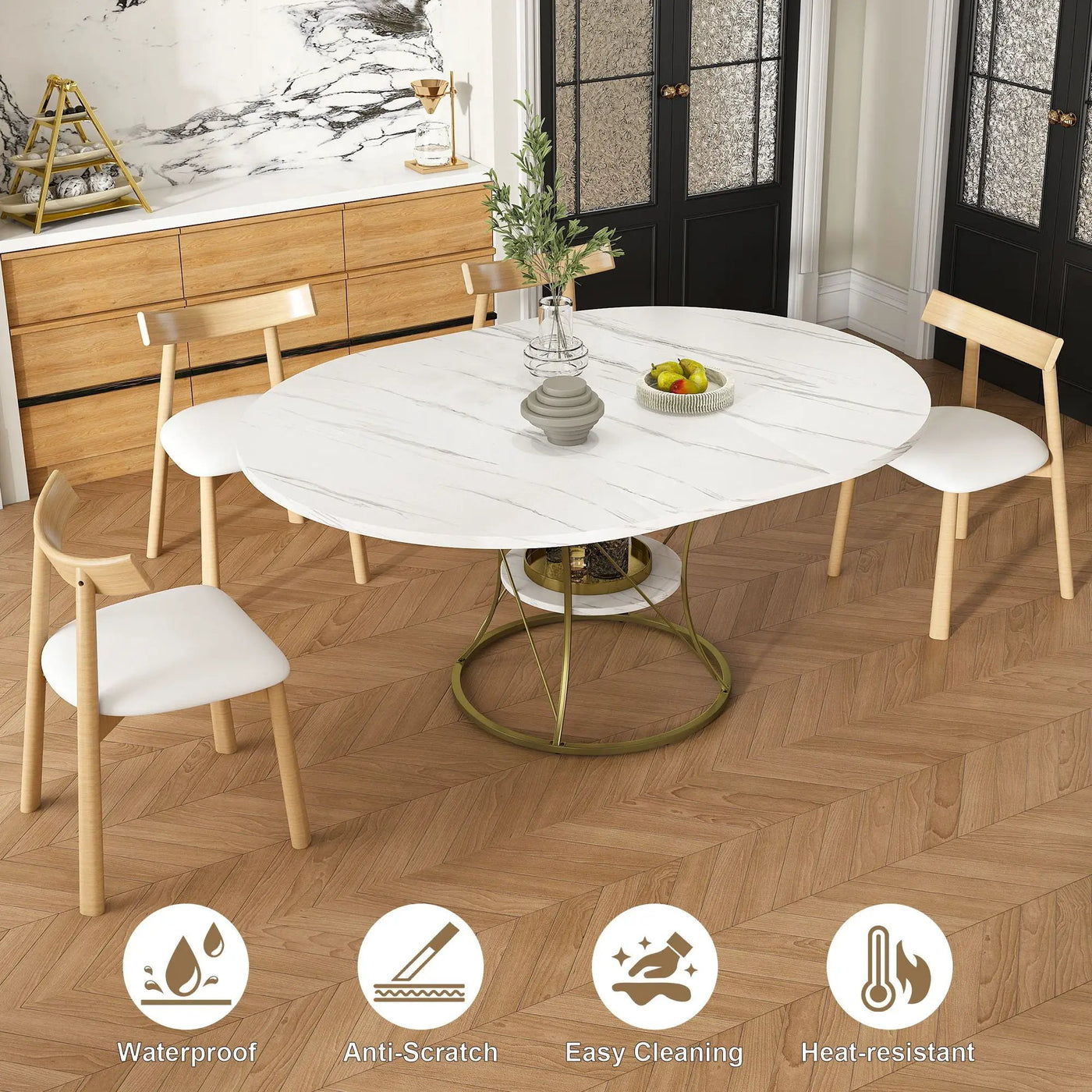 Round Extendable Dining Table Set With Chairs by Unique Piece Furniture
