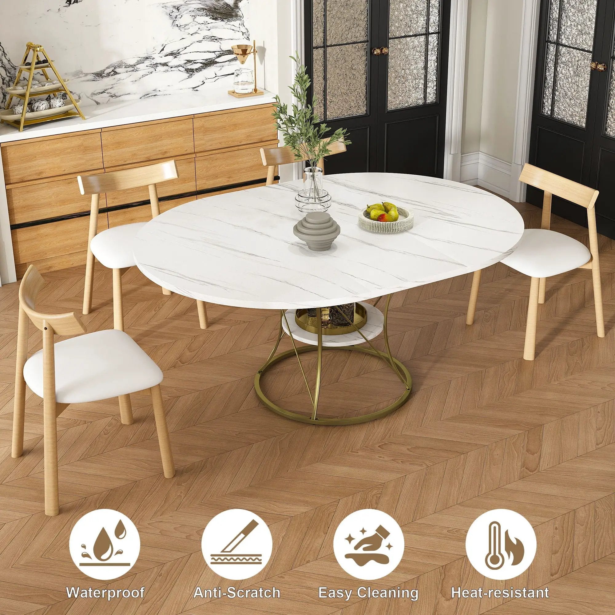 Round Extendable Dining Table Set With Chairs by Unique Piece Furniture