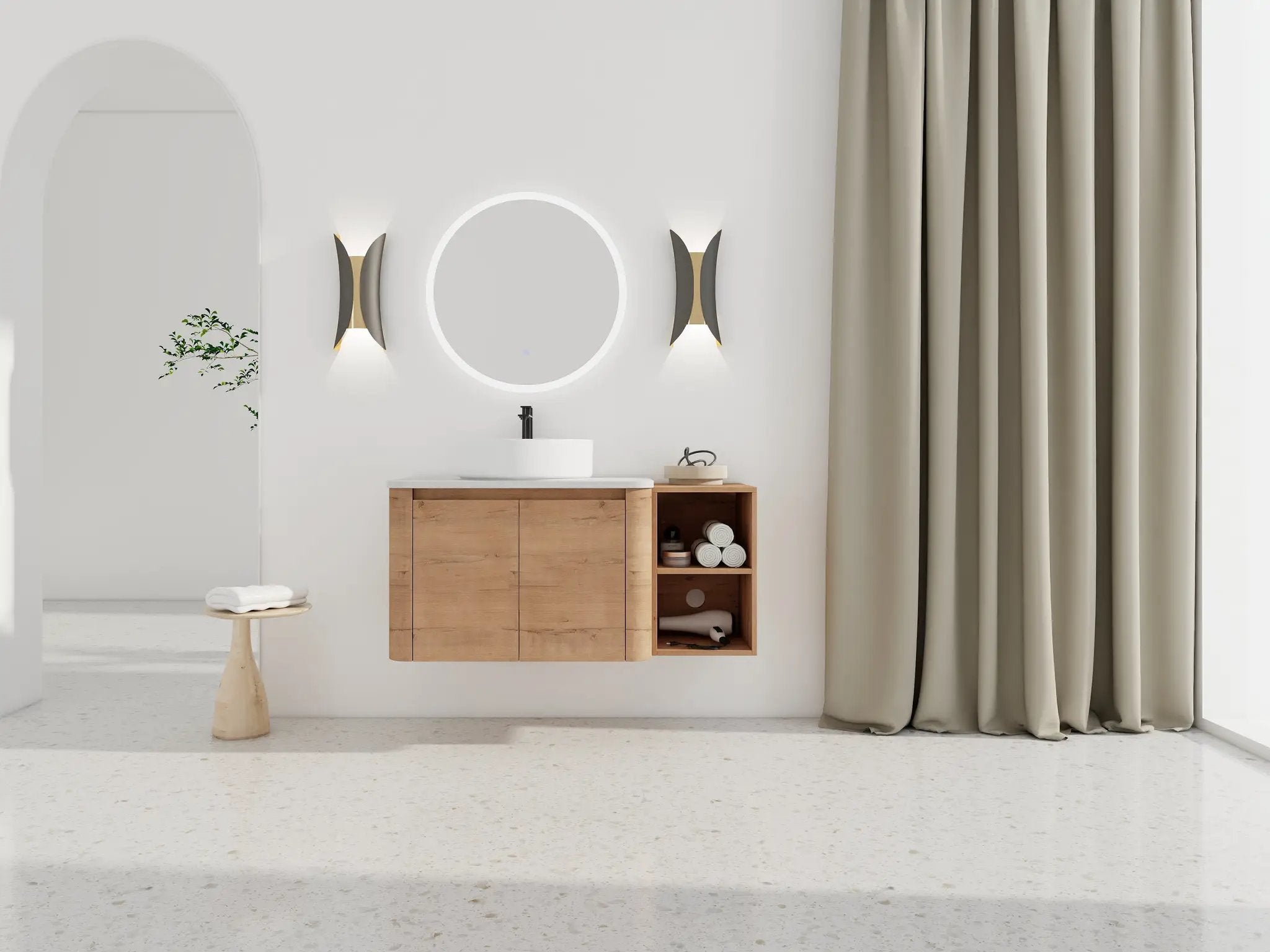42" Wall-Mounted Bathroom Vanity With Ceramic Art Sink by HouseOfZazla