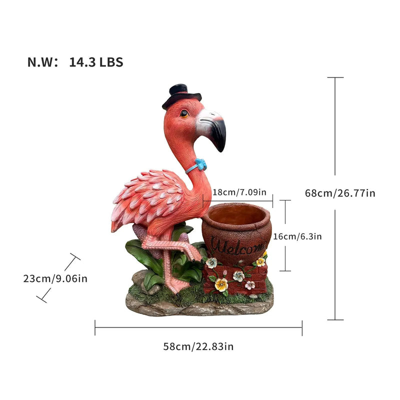 Outdoor Garden Sculpture Flamingo Flower Pot Planter by HouseOfZazla