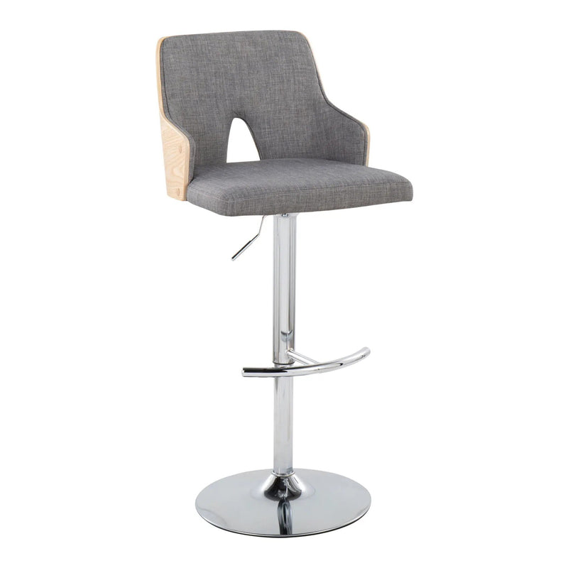 Stella - Contemporary Adjustable Barstool Stool With Swivel & Rounded T Footrest (Set of 2) by HouseOfZazla