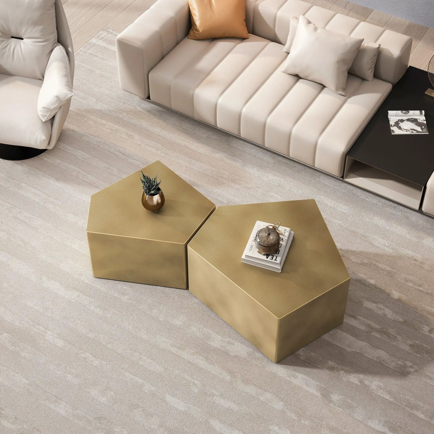 Irregular Pentagon Nesting Coffee Table Set by HouseOfZazla