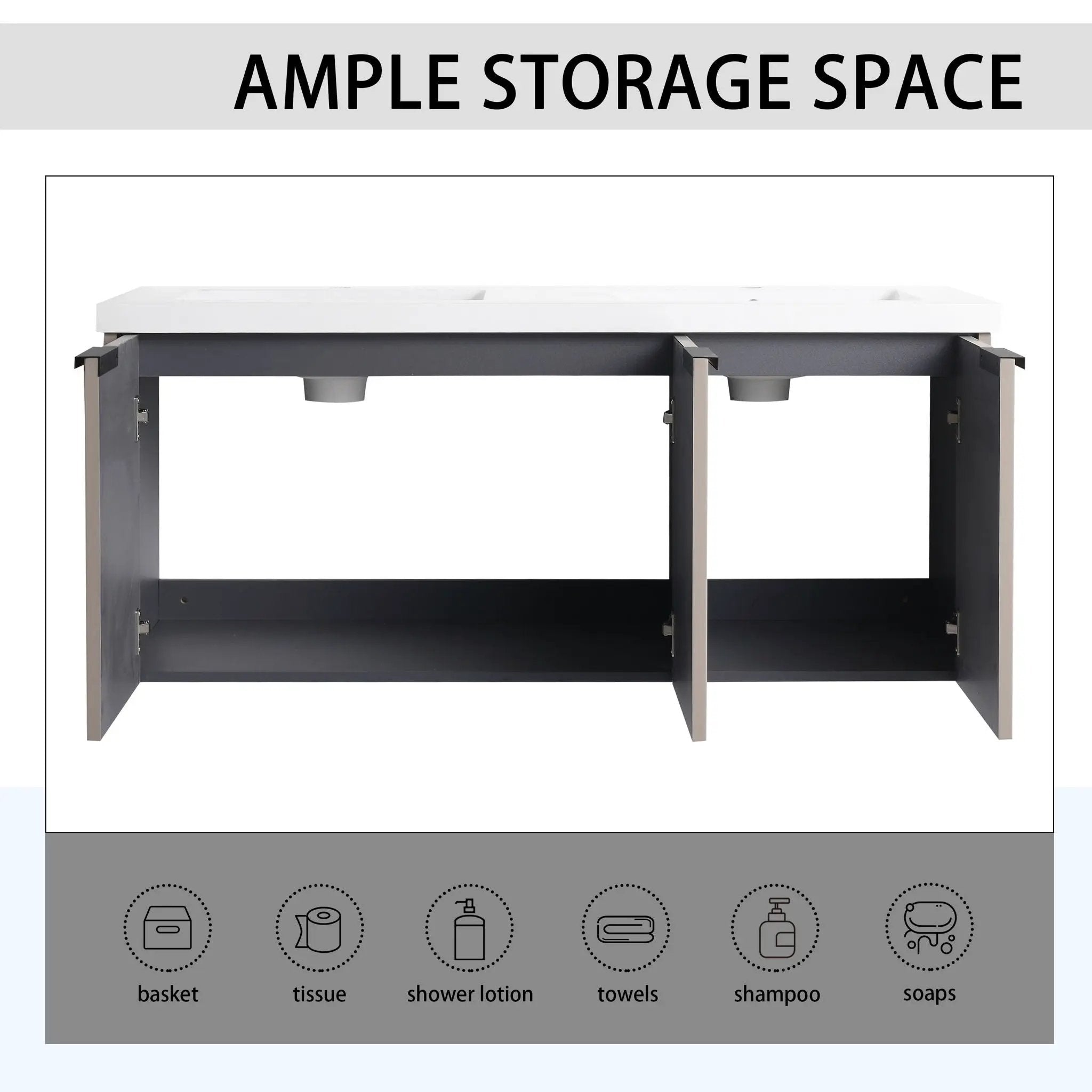Contemporary Wall Mounted Bathroom Vanity With Resin Double Sink by Unique Piece Furniture