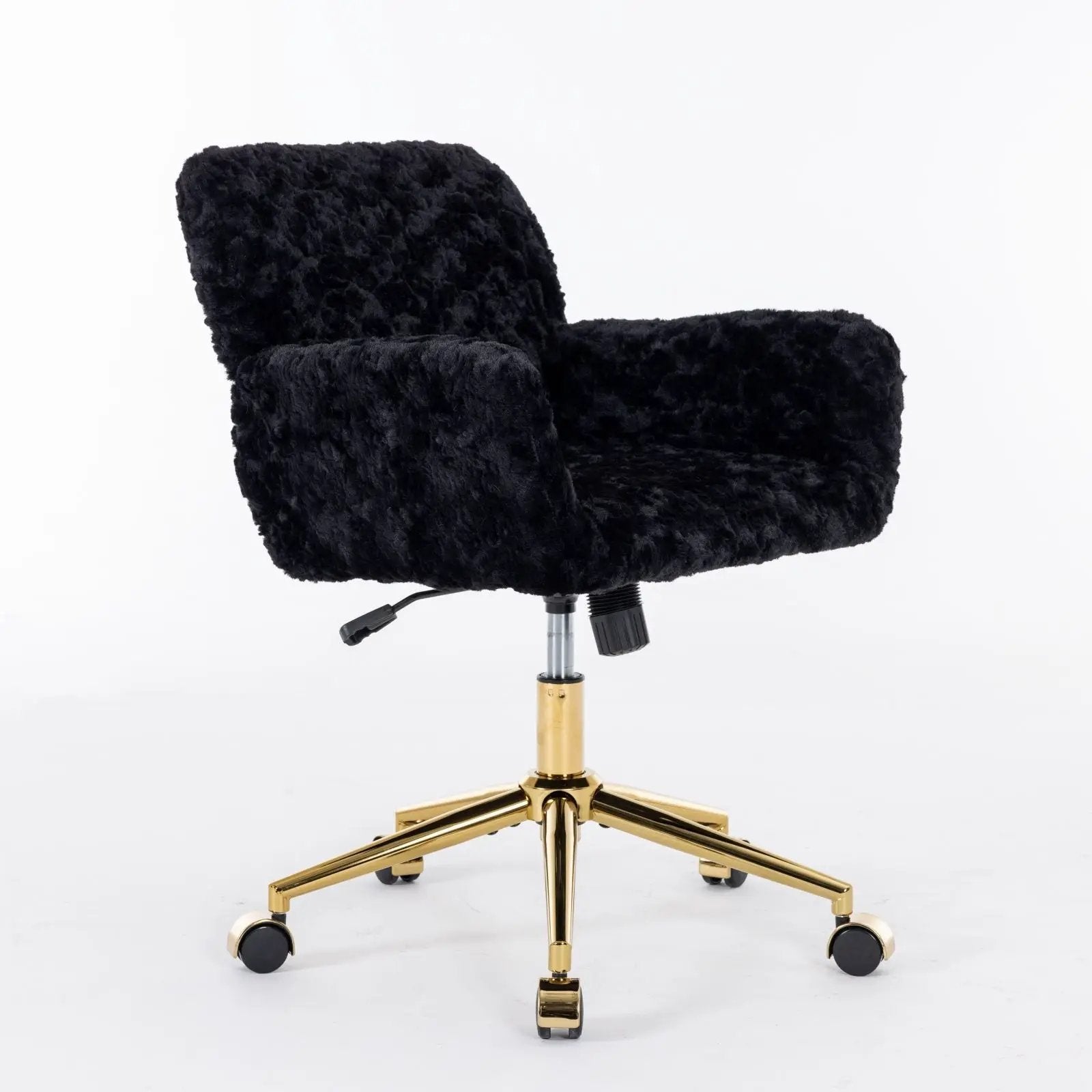 Office Chair, Artificial Rabbit Hair Home Office Chair With Metal Base, Adjustable Desk Chair Swivel Office Chair, Vanity Chair by HouseOfZazla