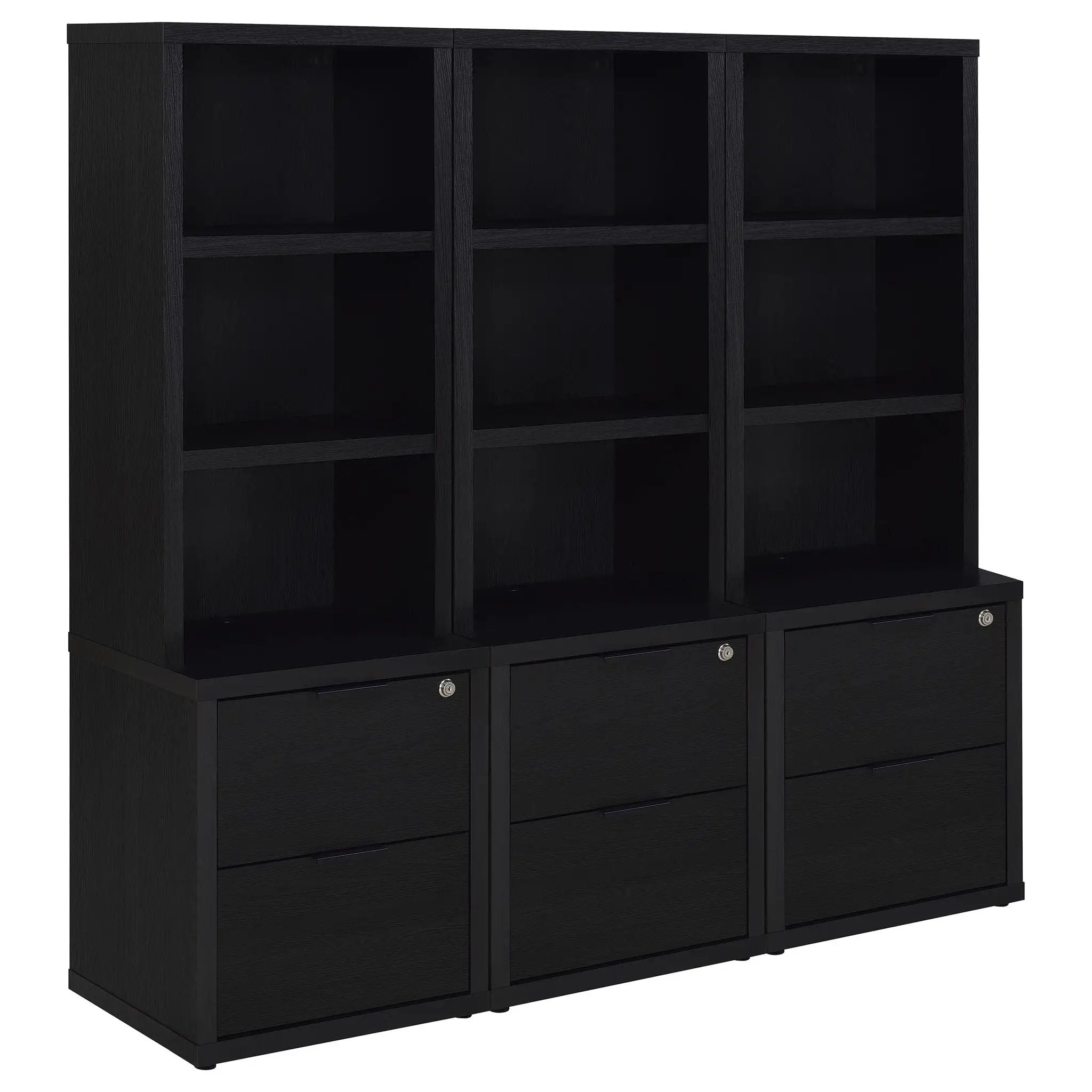 Westpark 3-piece Wall Unit Bookcase Set with USB Black by Unique Piece Furniture