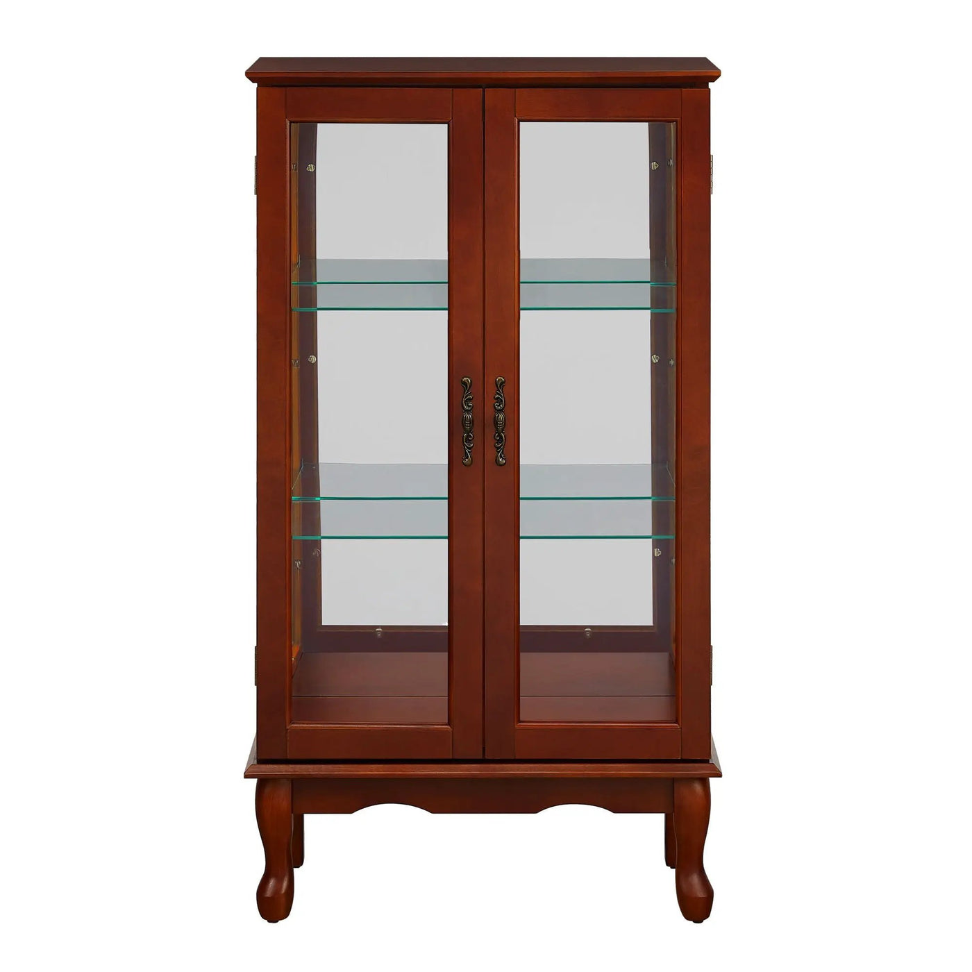 Curio Cabinet Lighted Curio Diapaly Cabinet With Adjustable Shelves And Mirrored Back Panel, Tempered Glass Doors (3 Tier), (E26 Light Bulb Not Included) by HouseOfZazla