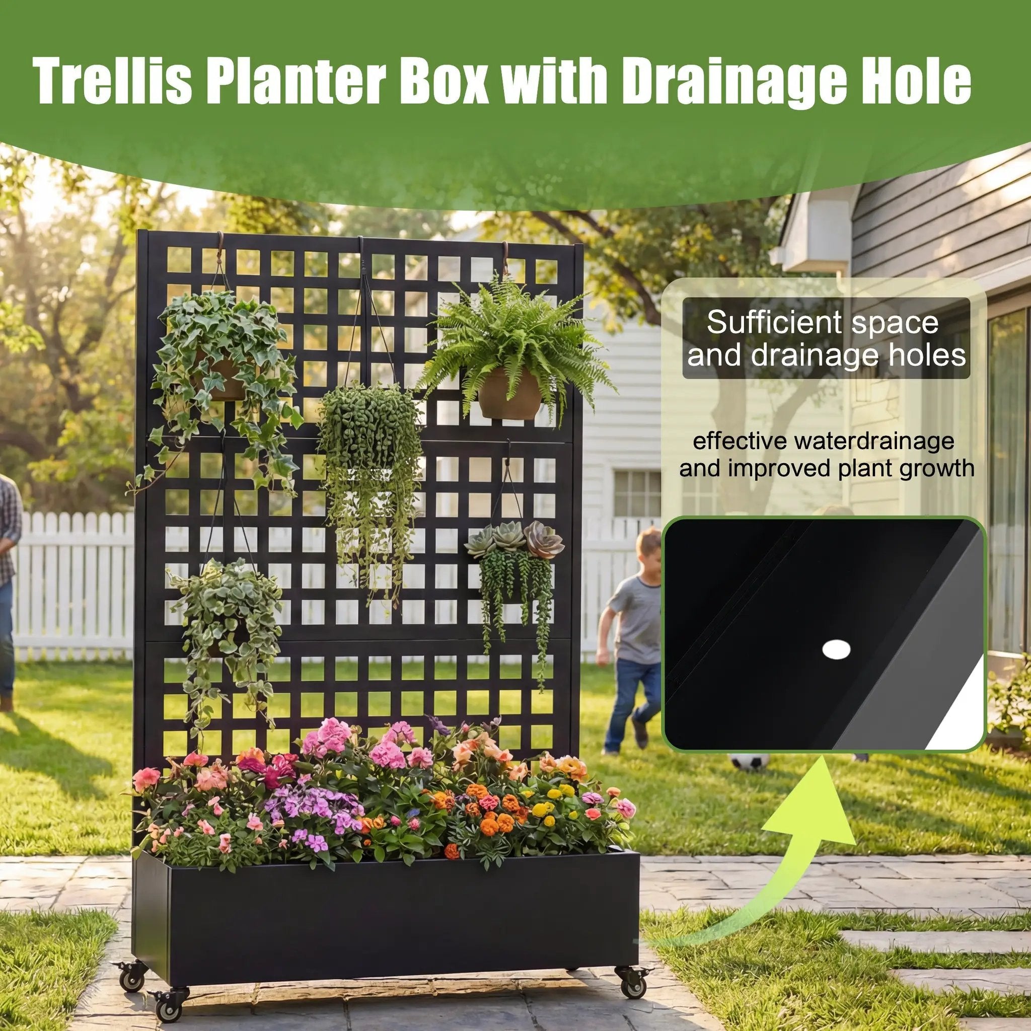 Metal Raised Garden Bed with Wheels and Trellis by HouseOfZazla