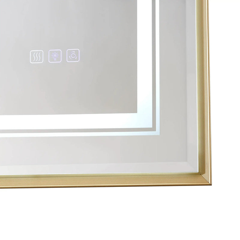 LED Bathroom Beveled Mirror, 3000 - 6000K Gradient Front And Backlit LED Mirror For Bathroom, 3 Colors Dimmable, Ip54 Enhanced Anti Fog by Unique Piece Furniture