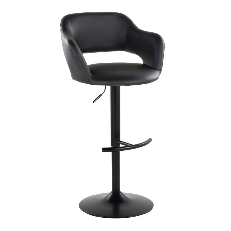 Margarite - Contemporary Adjustable Barstool With Swivel With Rounded T Footrest (Set of 2) by HouseOfZazla