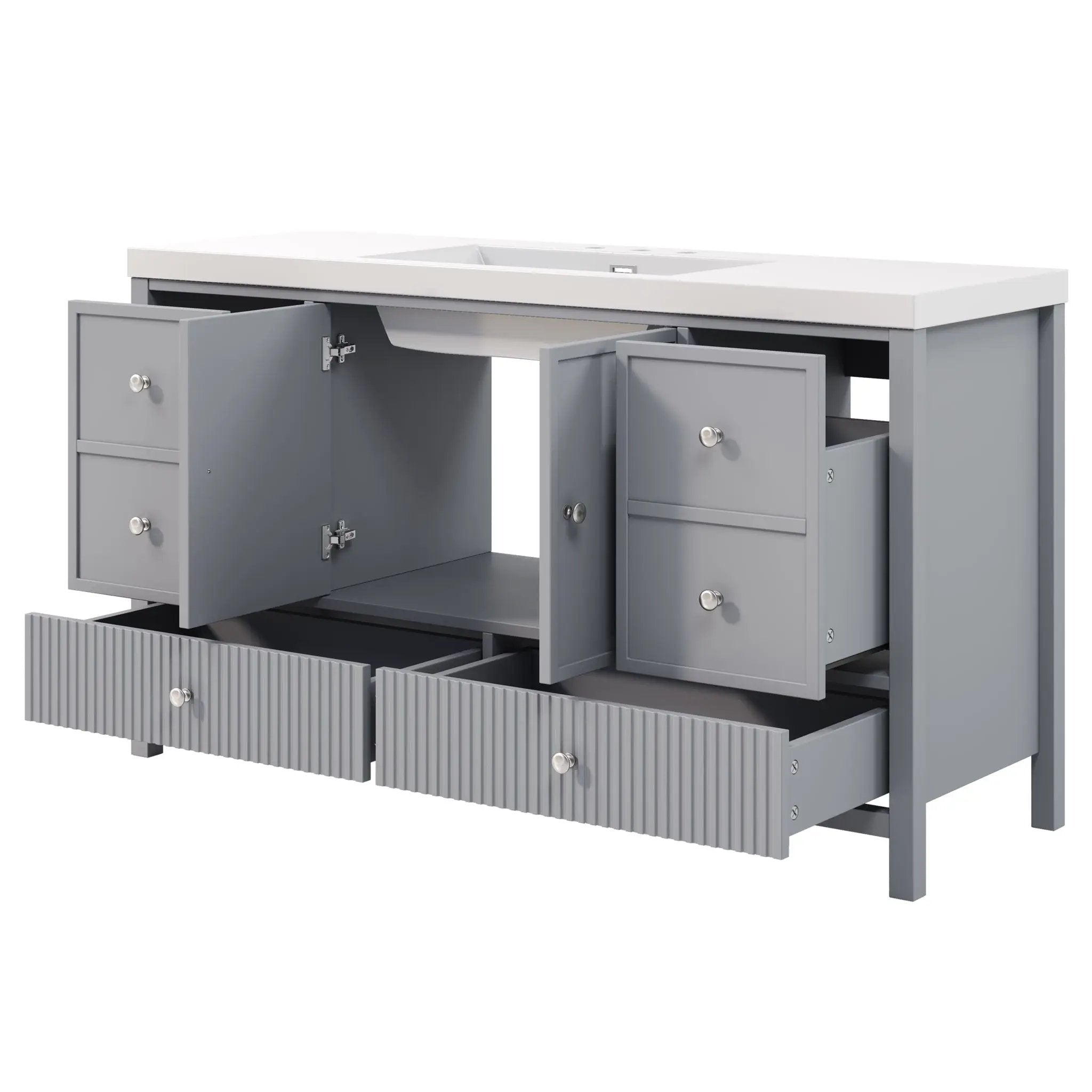 Bathroom Vanity With Separate Sink, Soft Close Doors And 4 Drawers by HouseOfZazla