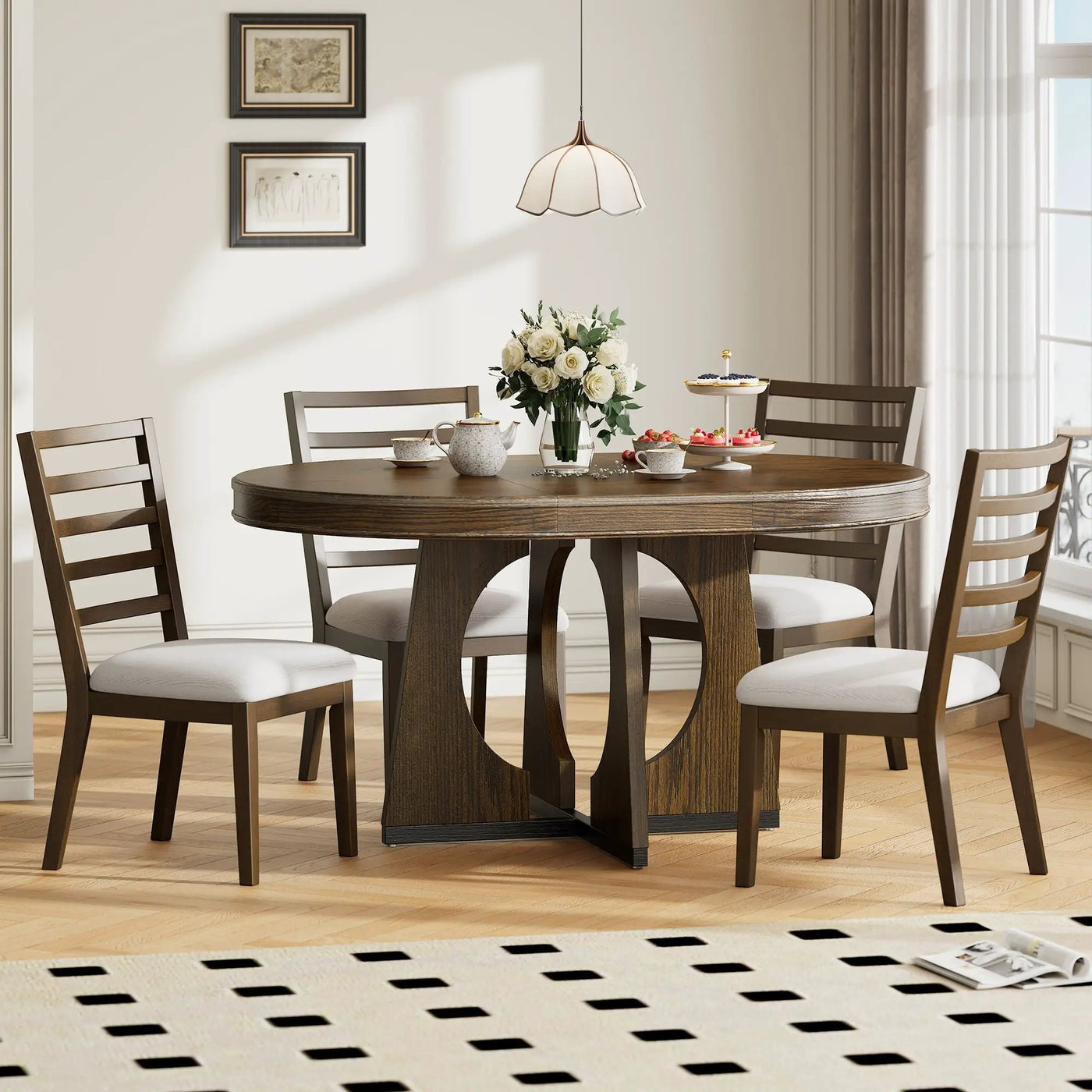 Round Dining Table Set For 4 With Chairs by Unique Piece Furniture