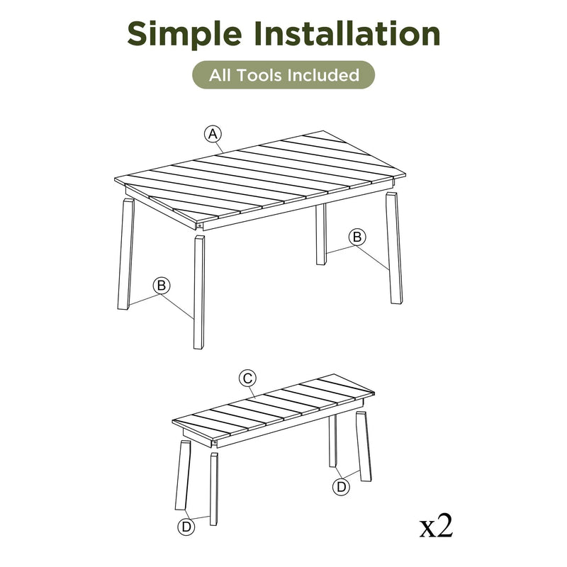 Go 3-Piece Acacia Wood Table Bench Dining Set by HouseOfZazla