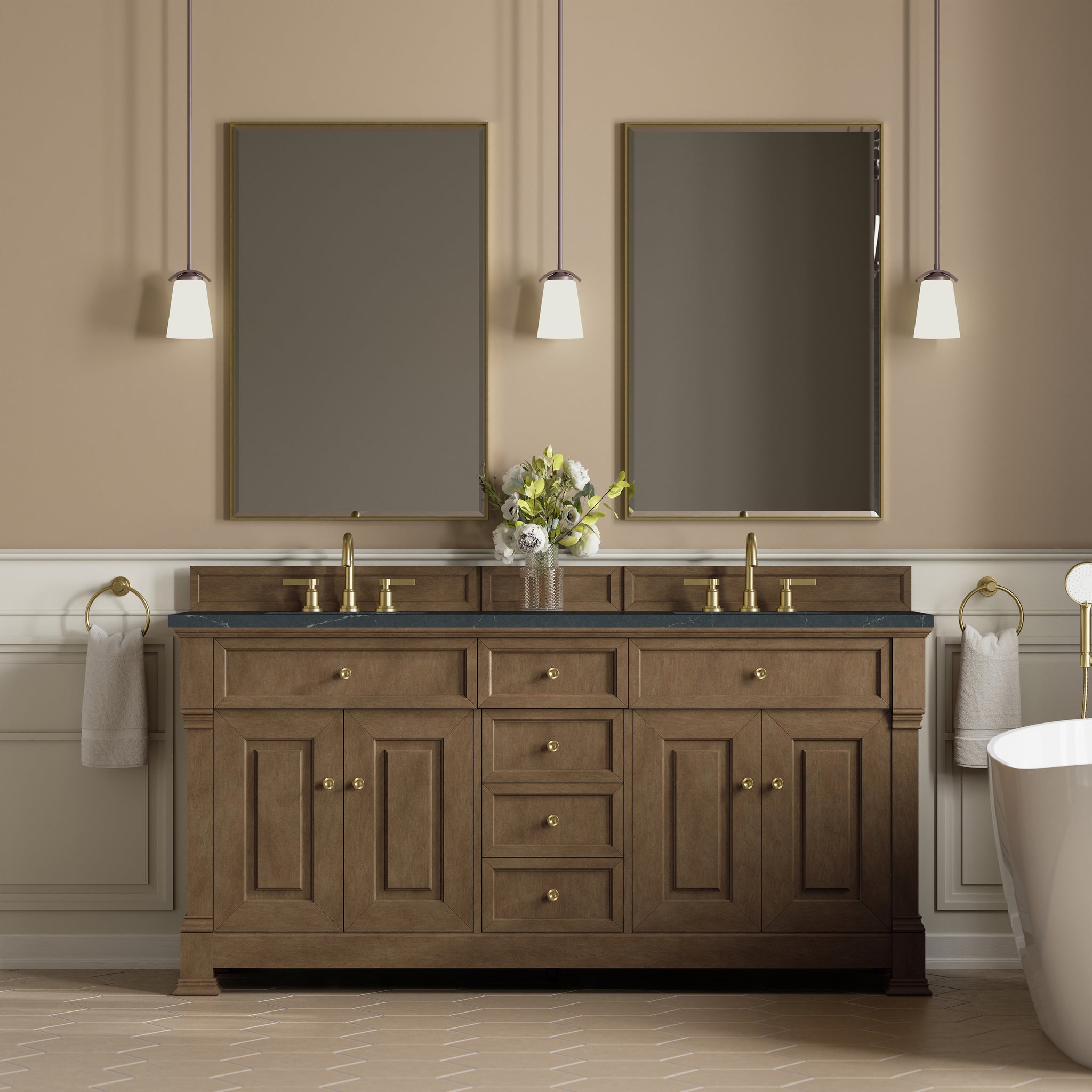 James Martin Brookfield 72" Double Bathroom Vanity, Pecan, view 29