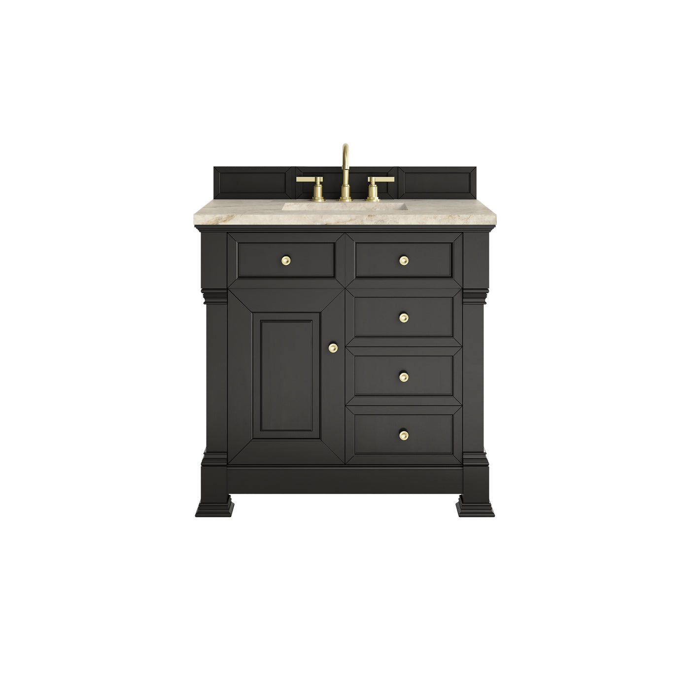 James Martin Brookfield 36" Single Bathroom Vanity, Black Onyx with Tajnar countertop