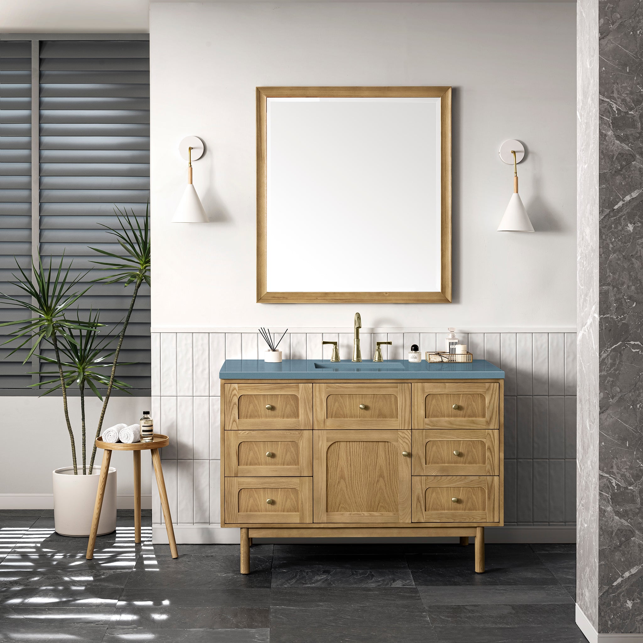 James Martin Laurent 48" Dual Mount Single Bathroom Vanity, Light Natural Oak, view 30