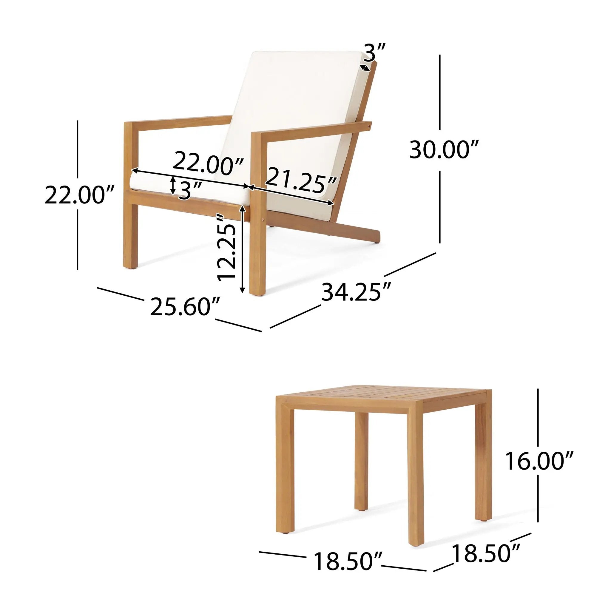 3 Piece Outdoor Chat Set With Table And 2 Adirondack Chairs - White / Brown Patina by HouseOfZazla