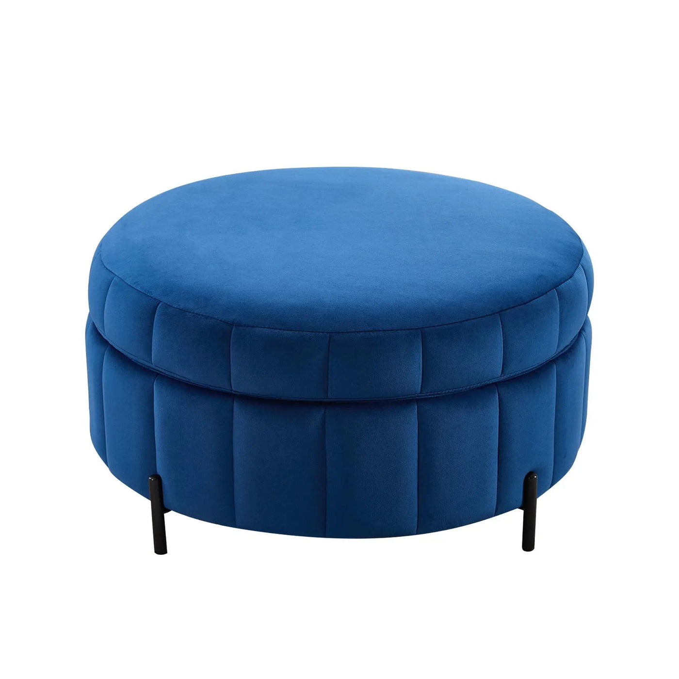 Upholstered Round Ottoman With Reversible Lid, Channel Tufted Pumpkin Shape by HouseOfZazla
