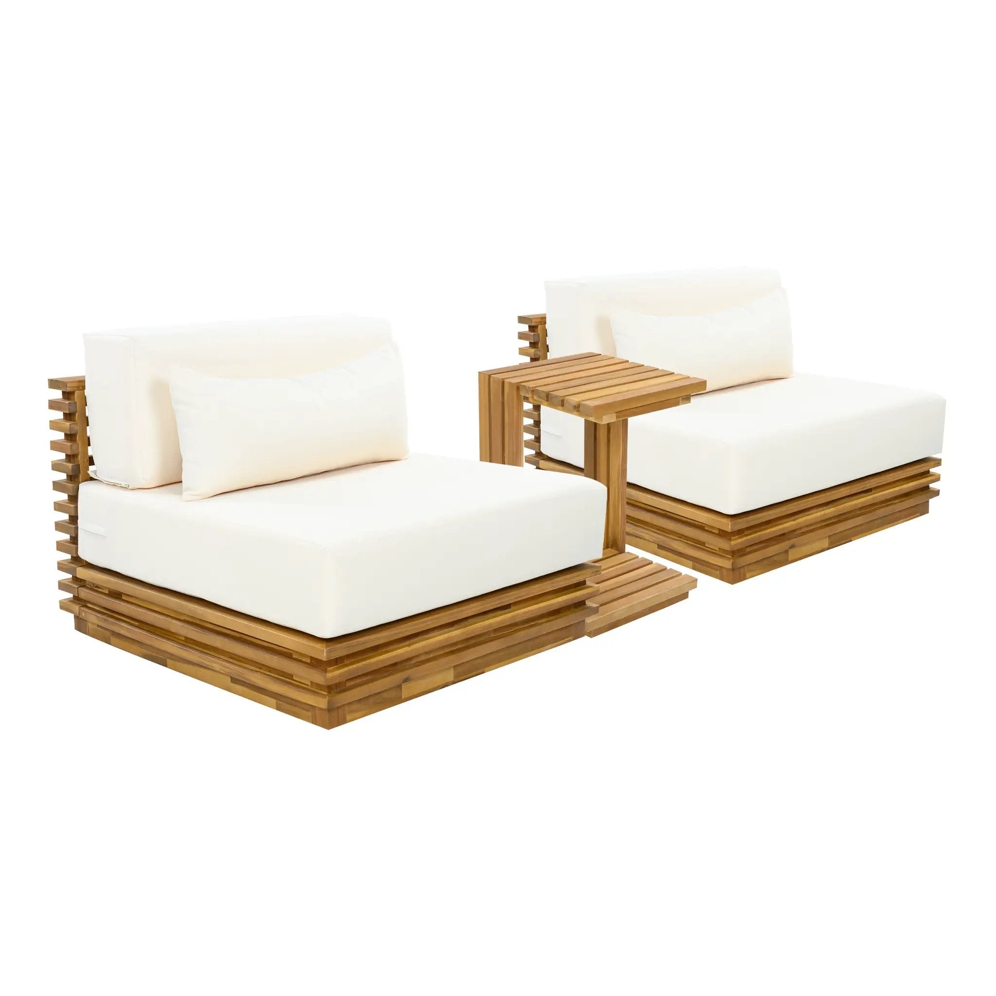 Oversized Outdoor 3-Piece Chat Set with Two Club Chairs and Side Table by HouseOfZazla