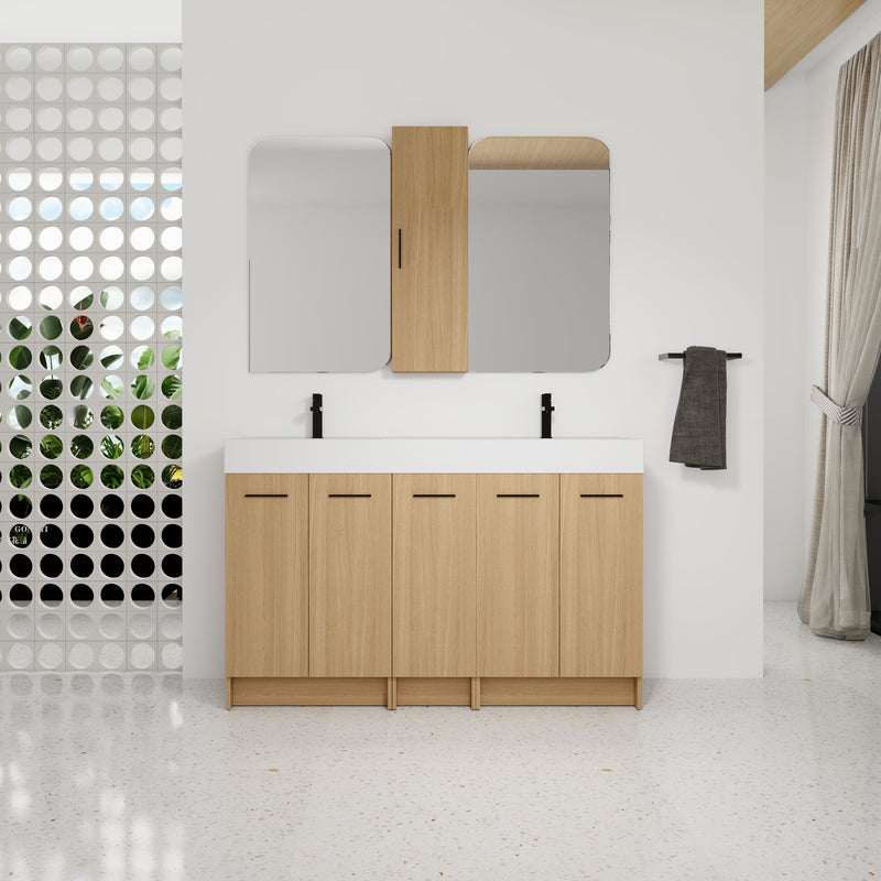 60" Double Sink Bathroom Vanity Set with Tall Cabinet by HouseOfZazla