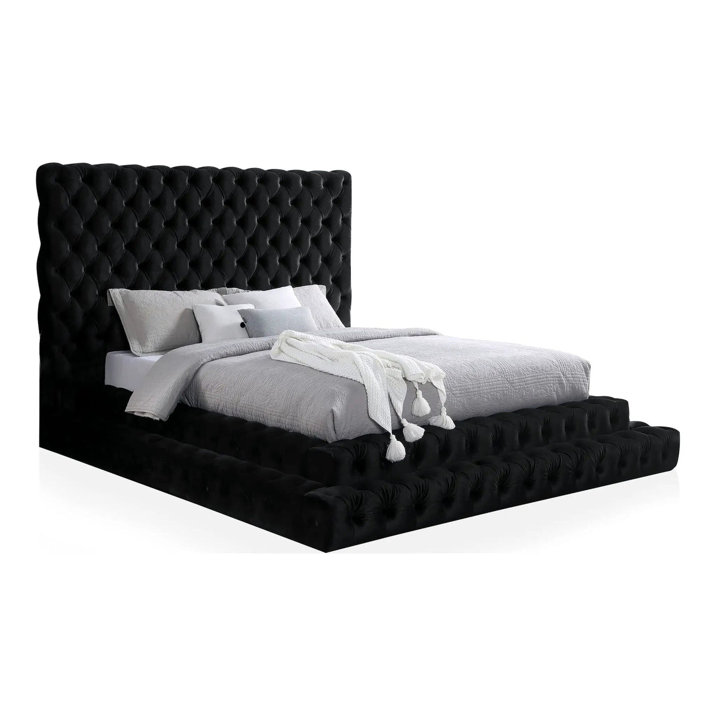 Tufted Oversized Headboard Platform Bed With Fully Upholstered Frame by Unique Piece Furniture