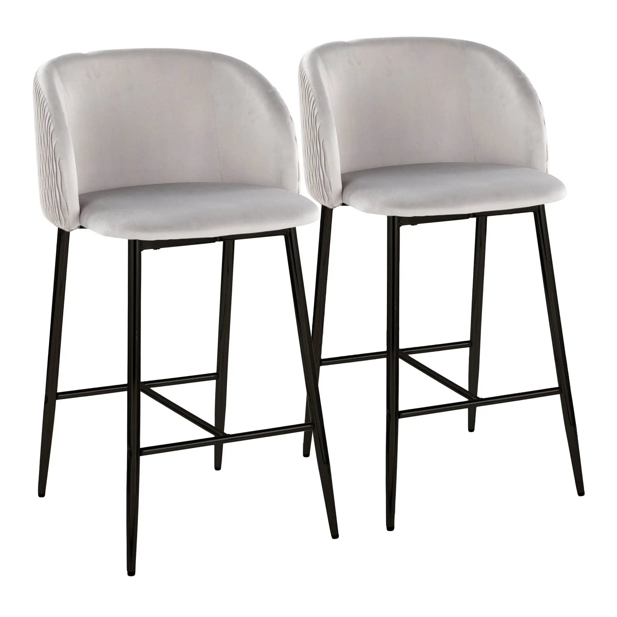 Fran - Pleated Waves Contemporary Fixed Height Counter Stool (Set of 2) by HouseOfZazla