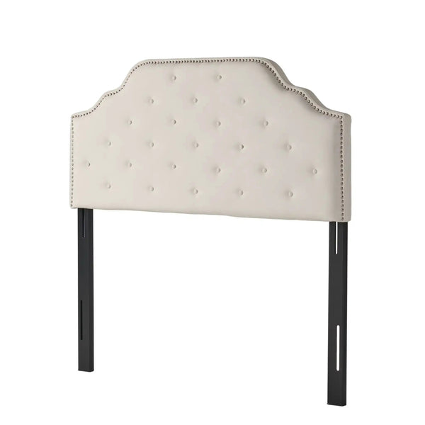 Charismatic Queen Size Headboard with Button Tufting and Nailhead Trim