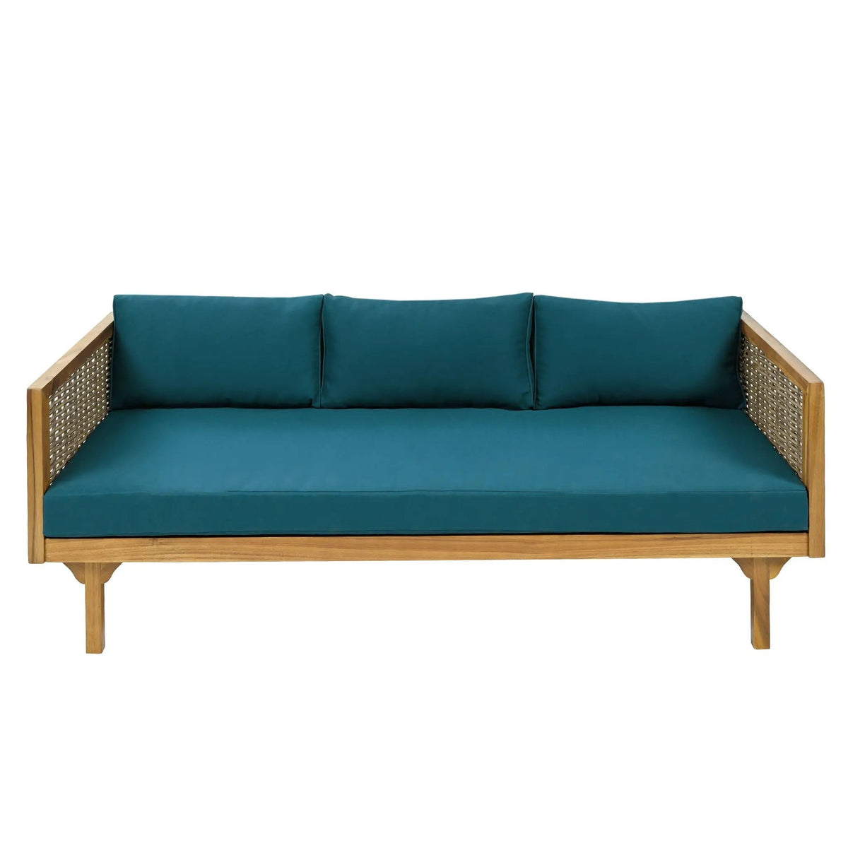 Claremont 3 Seater Daybed Teak Acacia Wood Water Resistant Cushions by HouseOfZazla