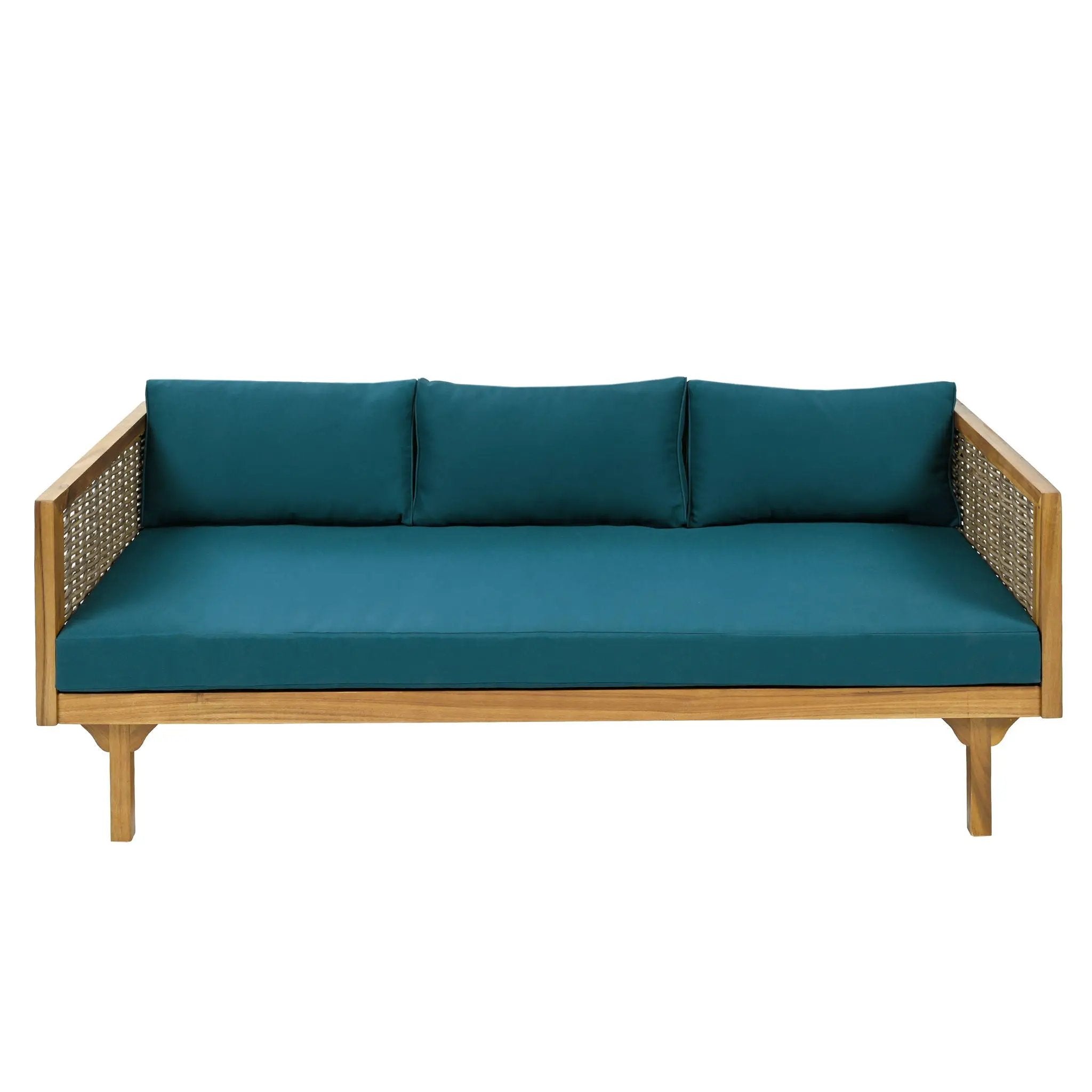 Claremont 3 Seater Daybed Teak Acacia Wood Water Resistant Cushions by HouseOfZazla