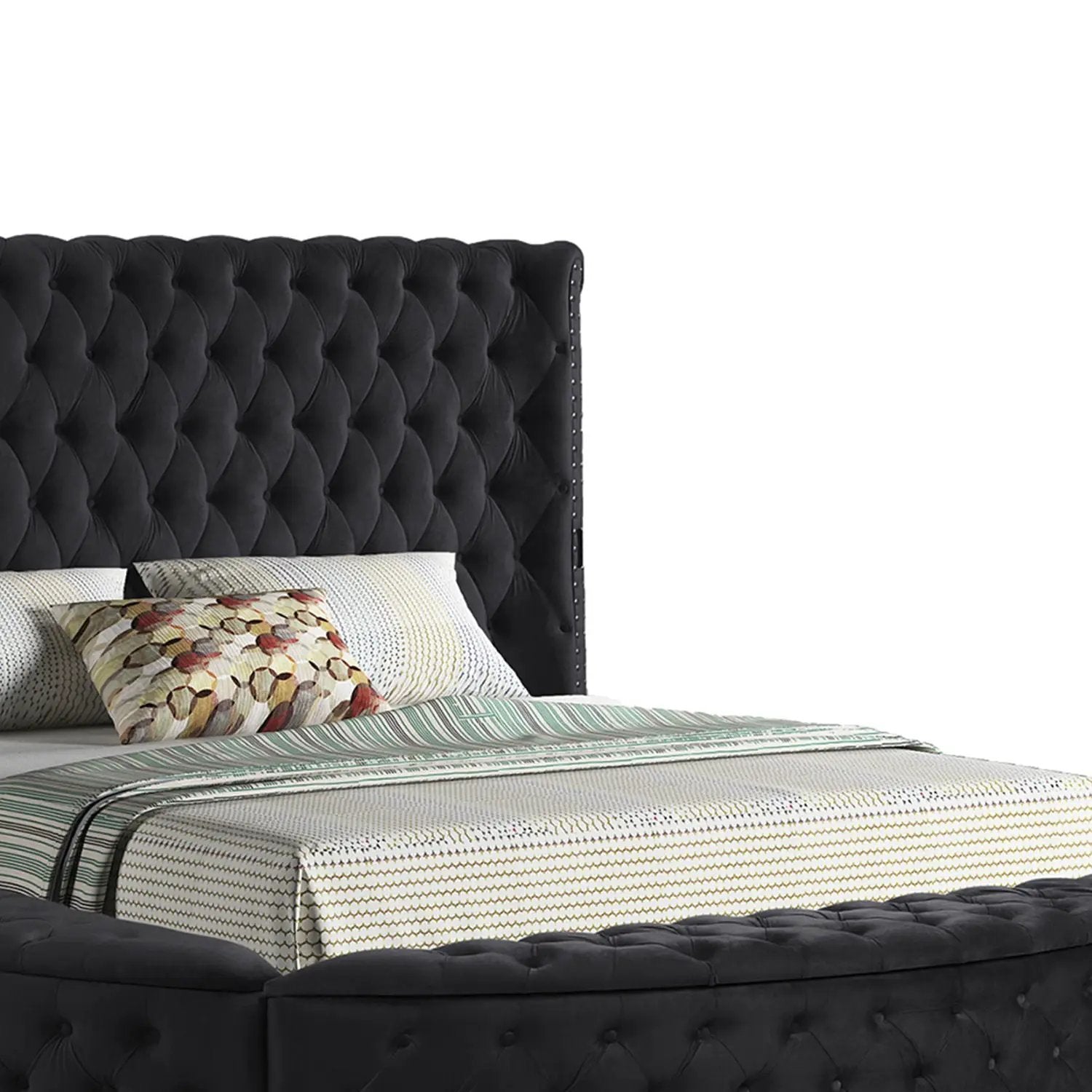 Hazel - Queen Size Tufted Storage Bed & Bluetooth Speakers, USB Port - Black by HouseOfZazla