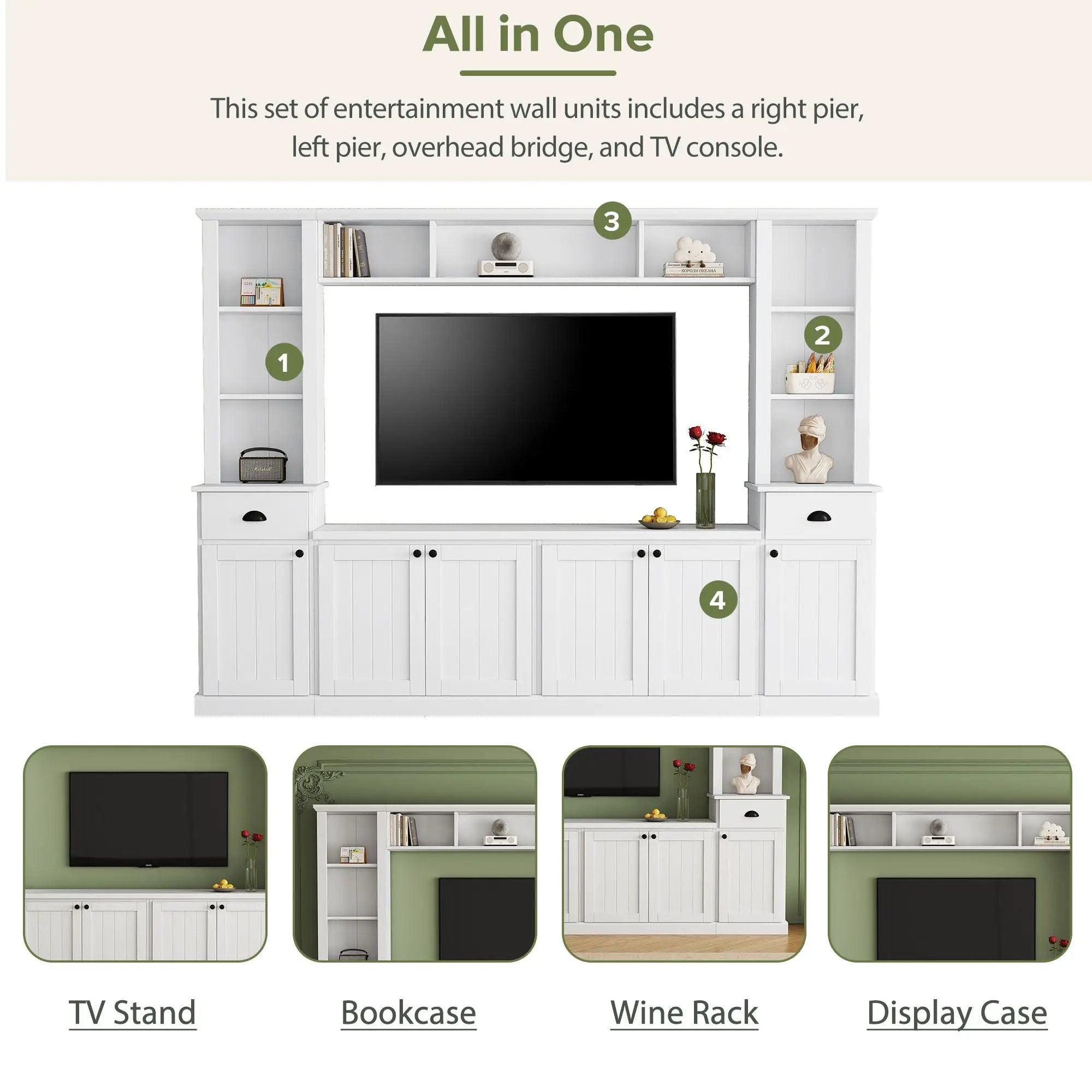 Minimalist Entertainment Wall Unit Set With Bridge For TVs Up To 75" by Unique Piece Furniture