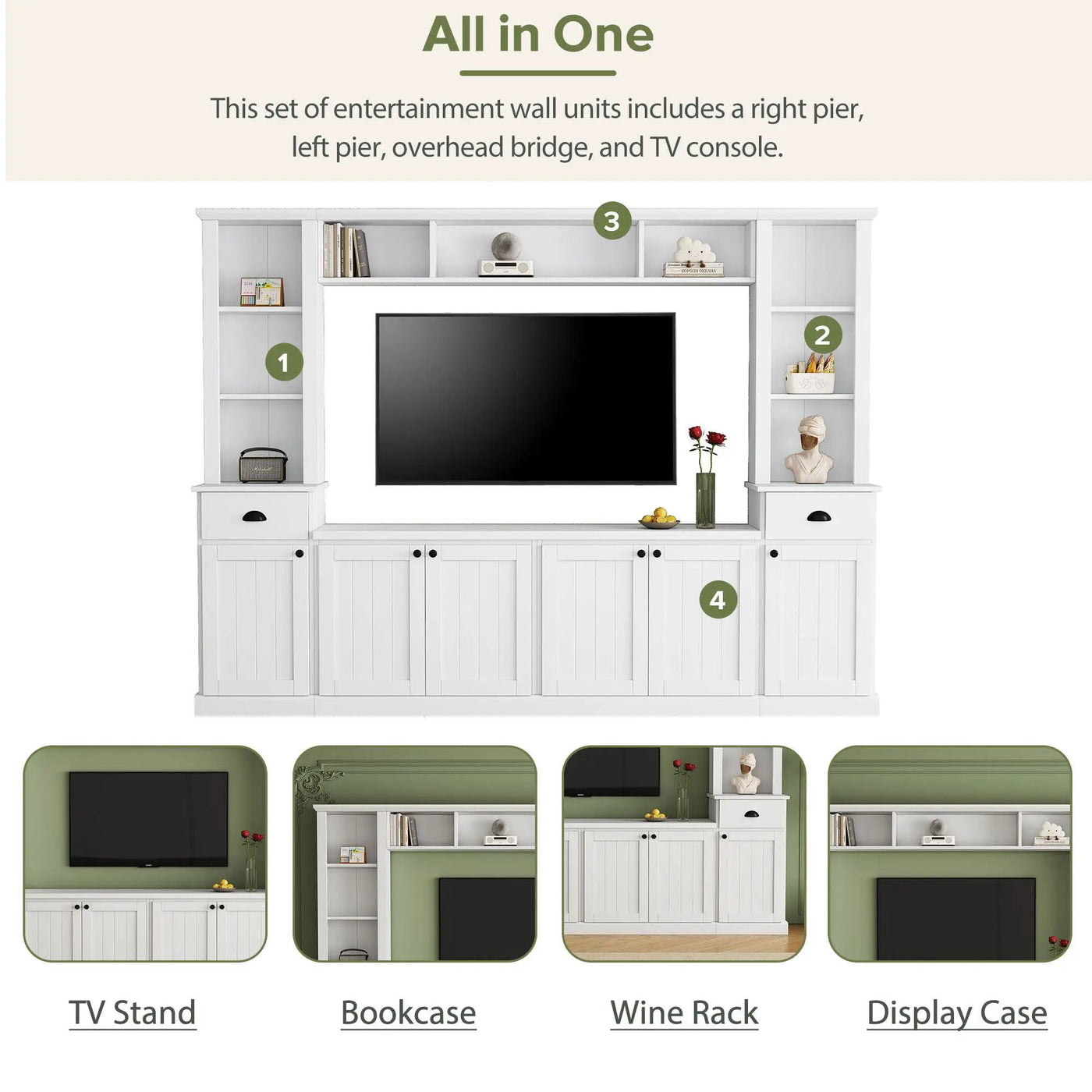Minimalist Entertainment Wall Unit Set With Bridge For TVs Up To 75" by HouseOfZazla