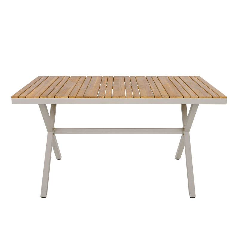 Teak Wood Top Outdoor Table with Steel Frame by HouseOfZazla