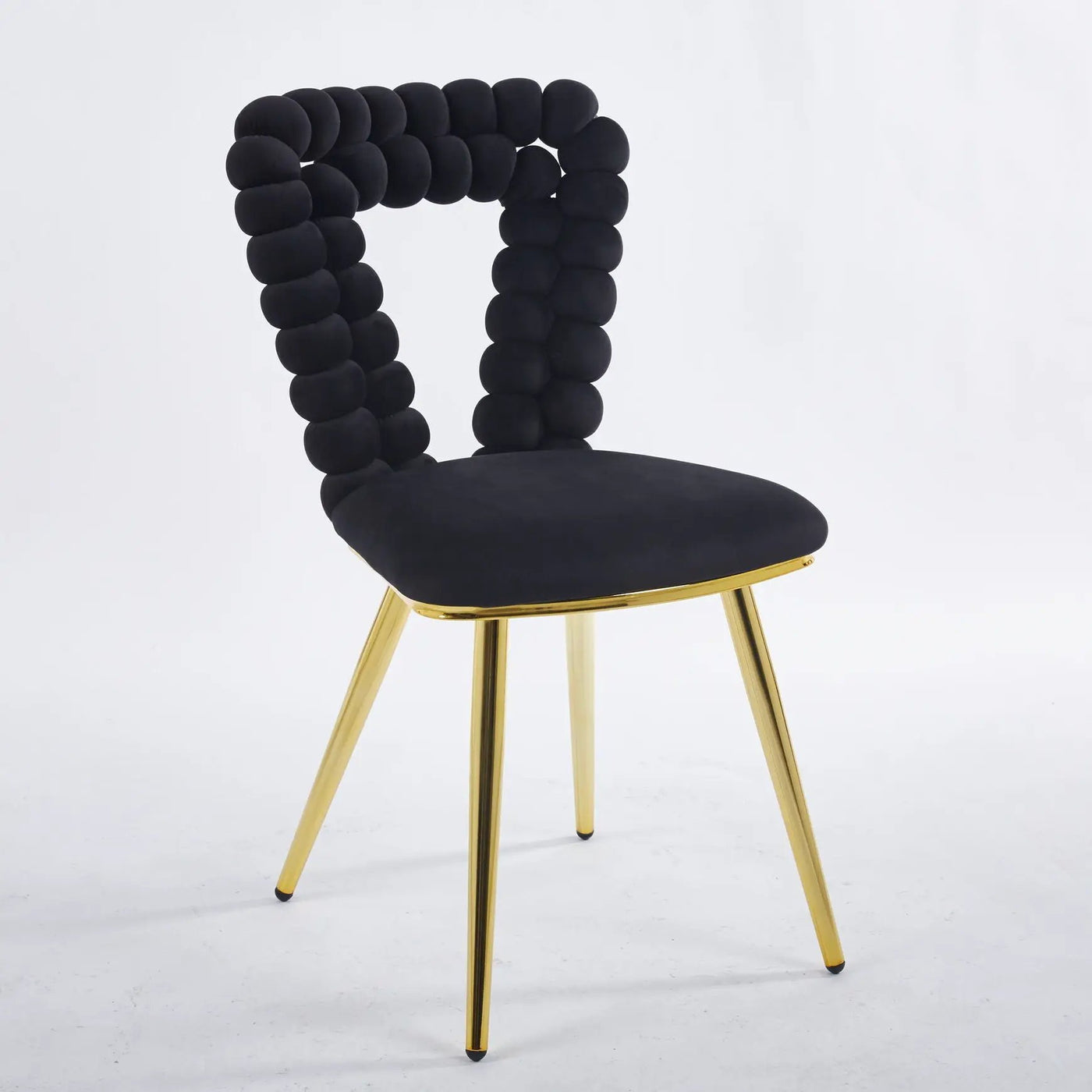 Modern Chair With Iron Tube Legs, Soft Cushions And Comfortable Backrest, Suitable For Dining Room, Living Room, Cafe, Hairball Back by Unique Piece Furniture