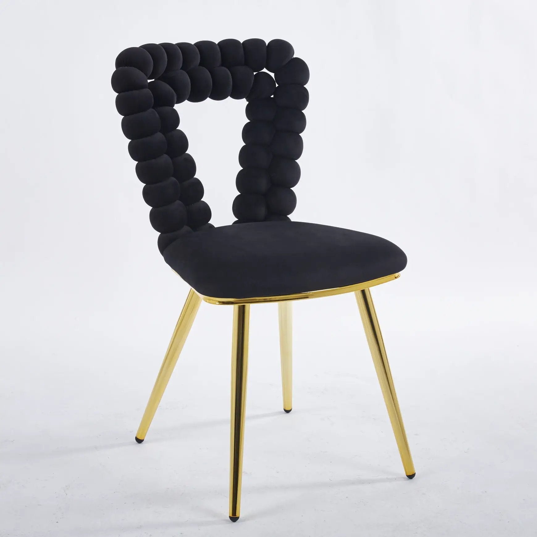 Modern Chair With Iron Tube Legs, Soft Cushions And Comfortable Backrest, Suitable For Dining Room, Living Room, Cafe, Hairball Back by Unique Piece Furniture