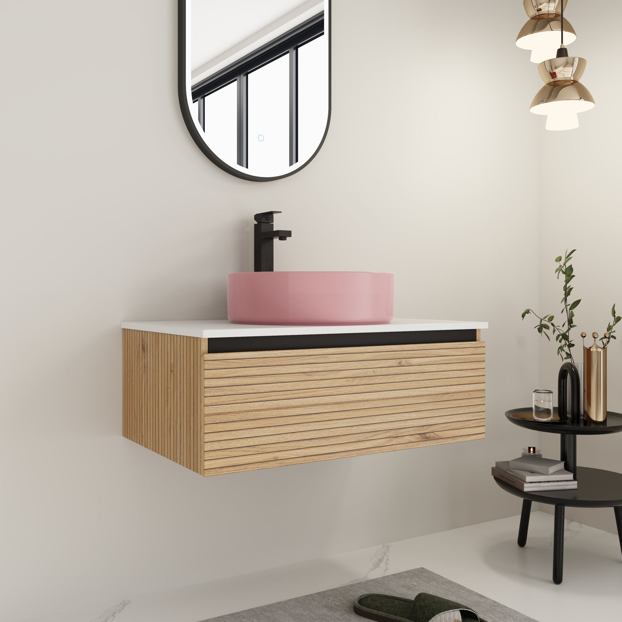 30" Wall-Mounted Bathroom Vanity with Art Ceramic Sink by HouseOfZazla