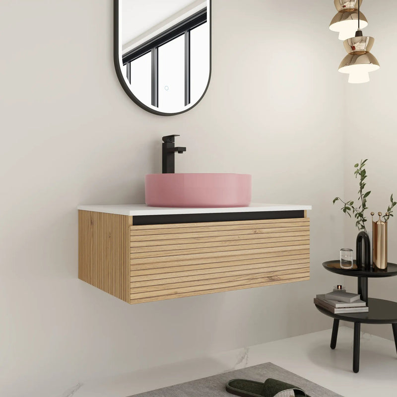 30" Wall-Mounted Bathroom Vanity with Art Ceramic Sink by HouseOfZazla