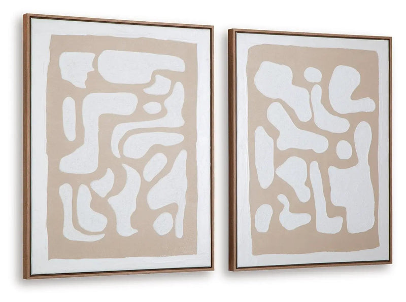 Waldett - Wall Art Set (Set of 2) - Beige / White by Unique Piece Furniture