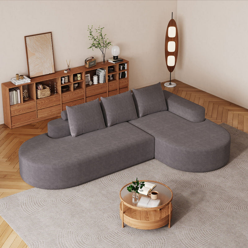 Modern Curved Sofa, L-Shaped Modular Sectional Set With 3 Pillows by HouseOfZazla