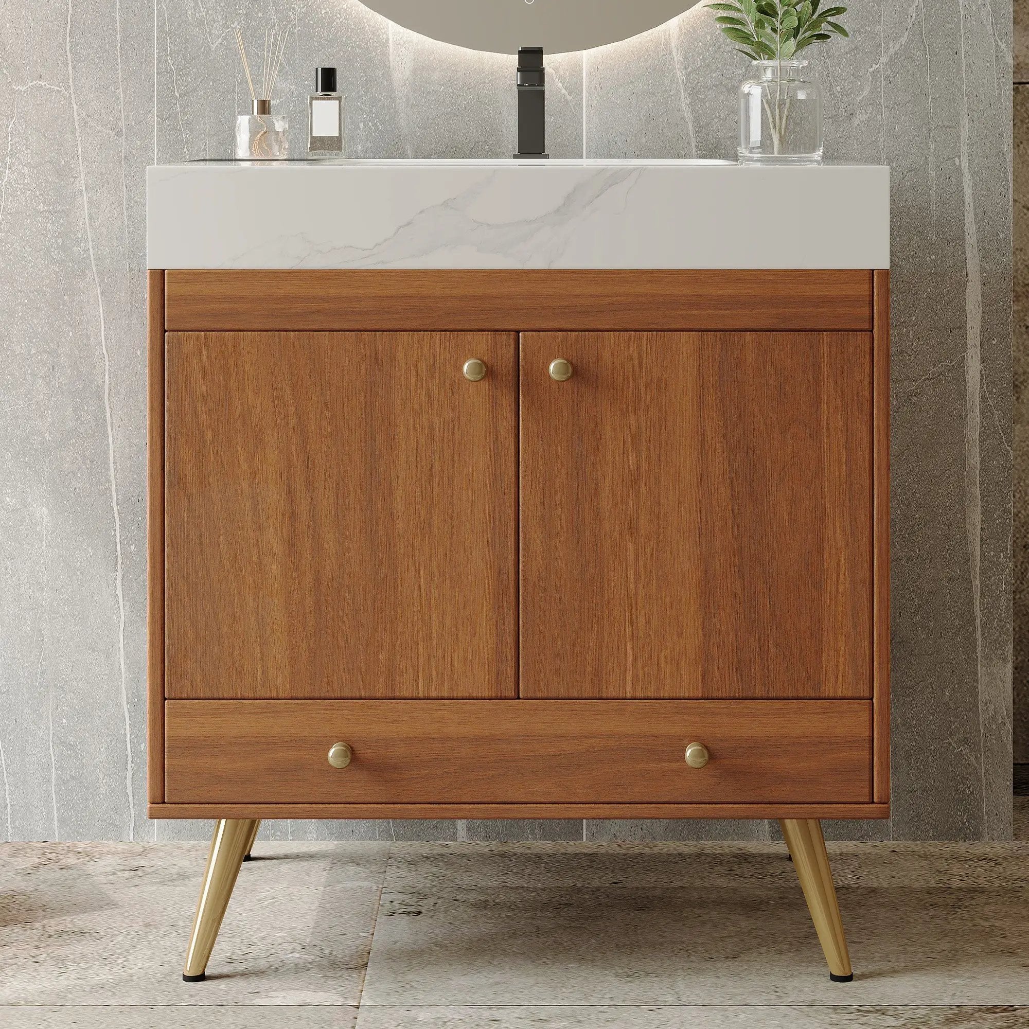 Mid-Century Free-Standing Bathroom Vanity by HouseOfZazla