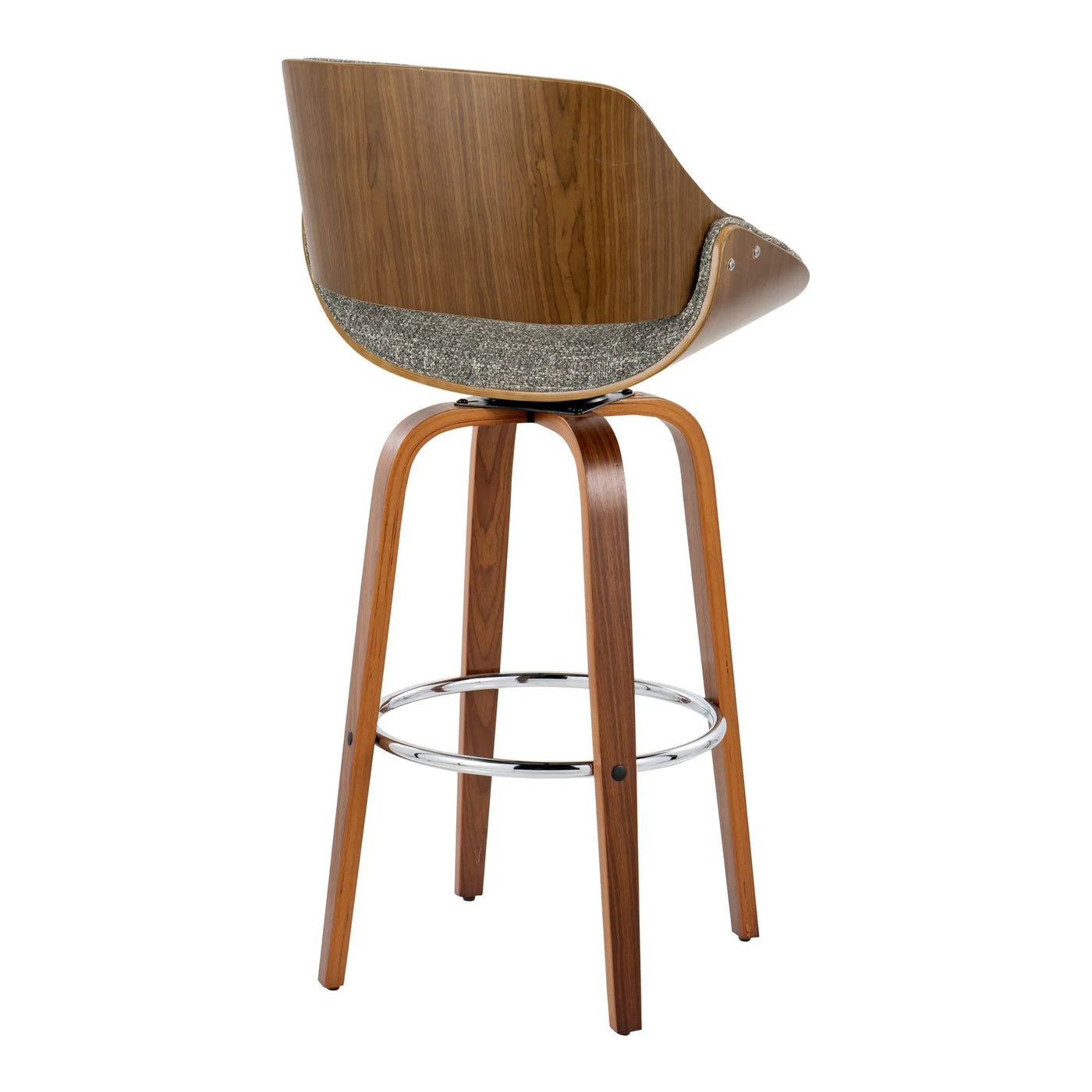 Fabrizzi - Mid Century Modern Fixed Height Barstool With Swivel With Round Footrest (Set of 2) by HouseOfZazla