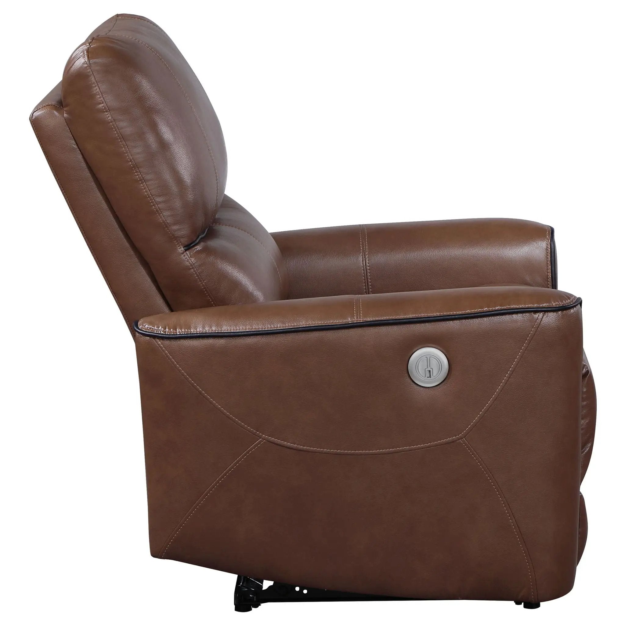 Greenfield Upholstered Power Recliner Chair Saddle Brown by Unique Piece Furniture