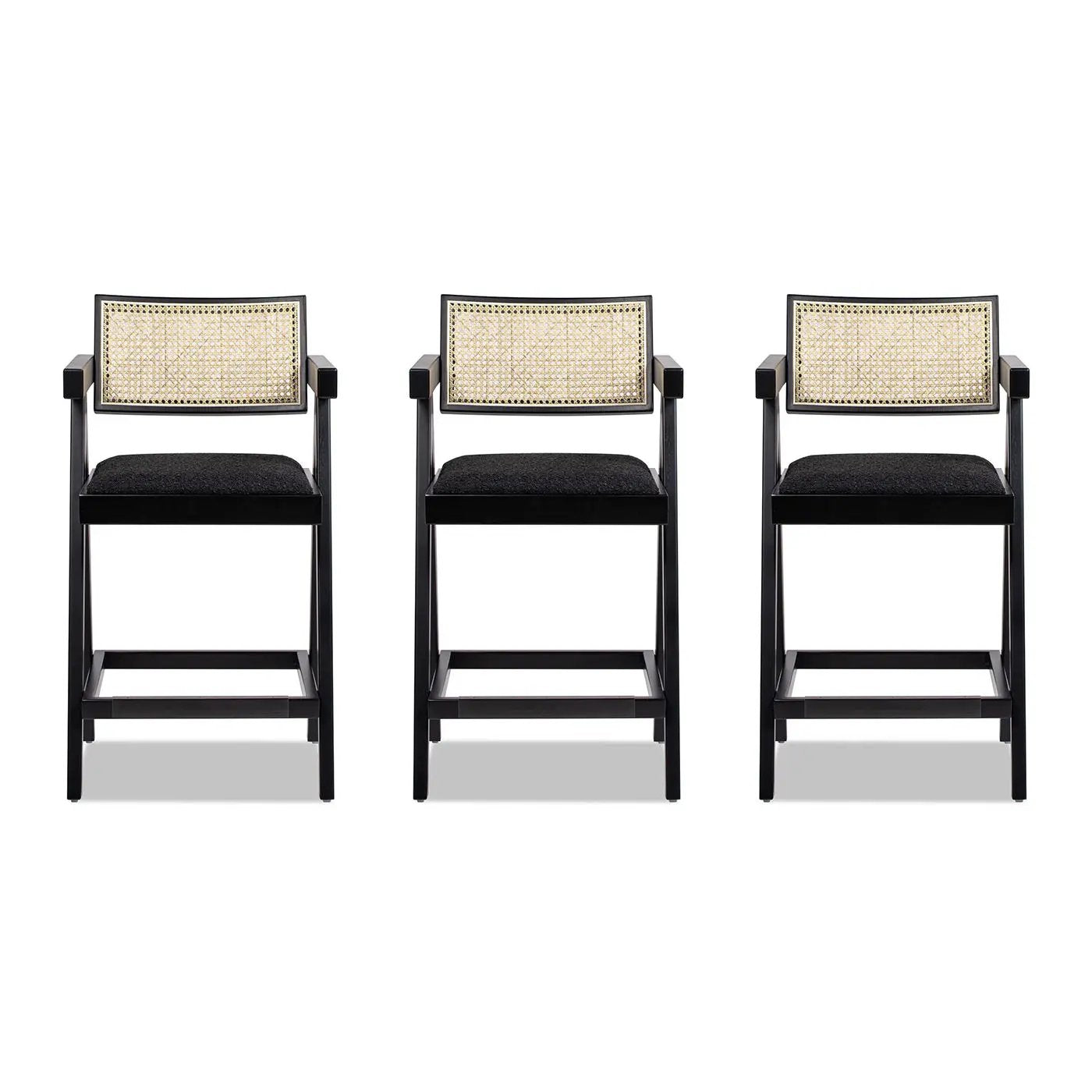 Milan - Modern Webbing Back Stool With Arms (Set of 3) by HouseOfZazla