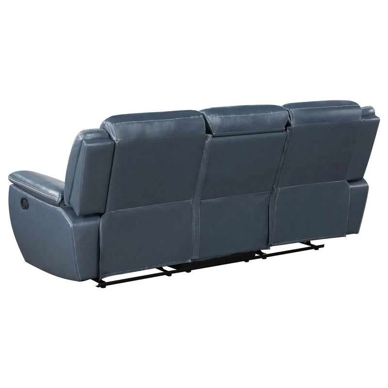 Sloane Upholstered Padded Arm Reclining Sofa Blue by Unique Piece Furniture