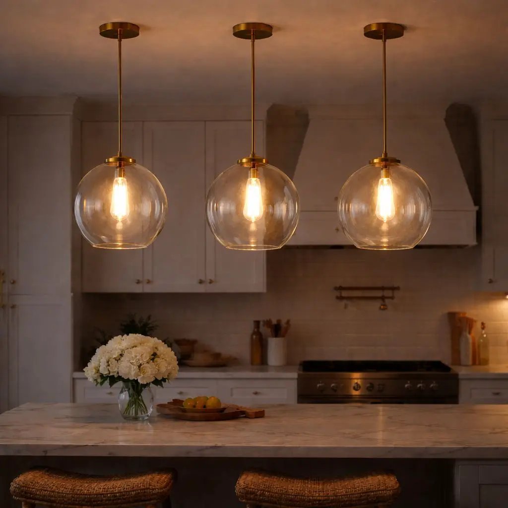 Gleam - Single Light Pendant Lamp With Clear Globe Satin - Antique Brass / Clear / Gold by Unique Piece Furniture