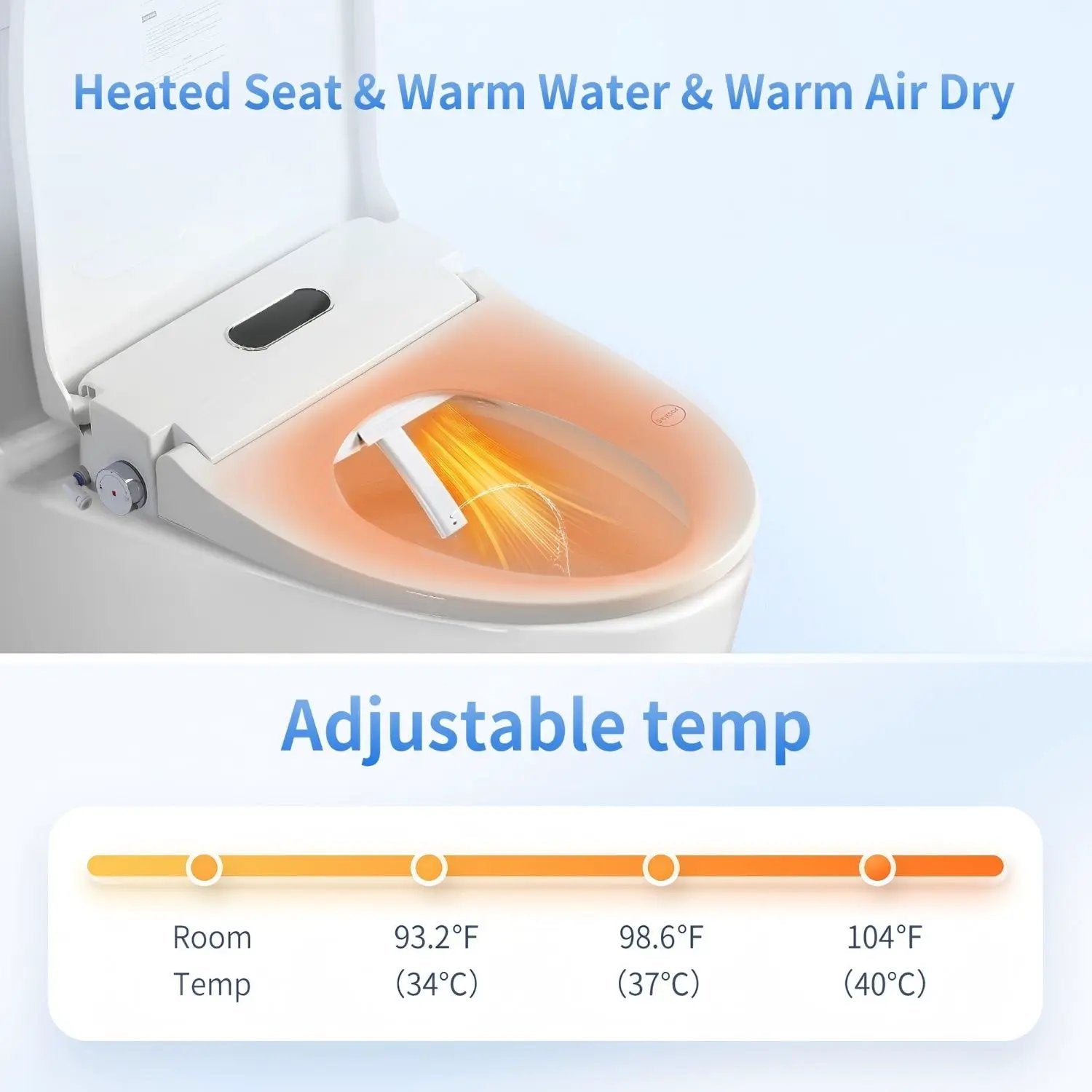 Smart Bidet Toilet Seat With Side Knob Adjustable Heated Seat With Water Temperature And Pressure Adjustment Portable Bidet - White by HouseOfZazla
