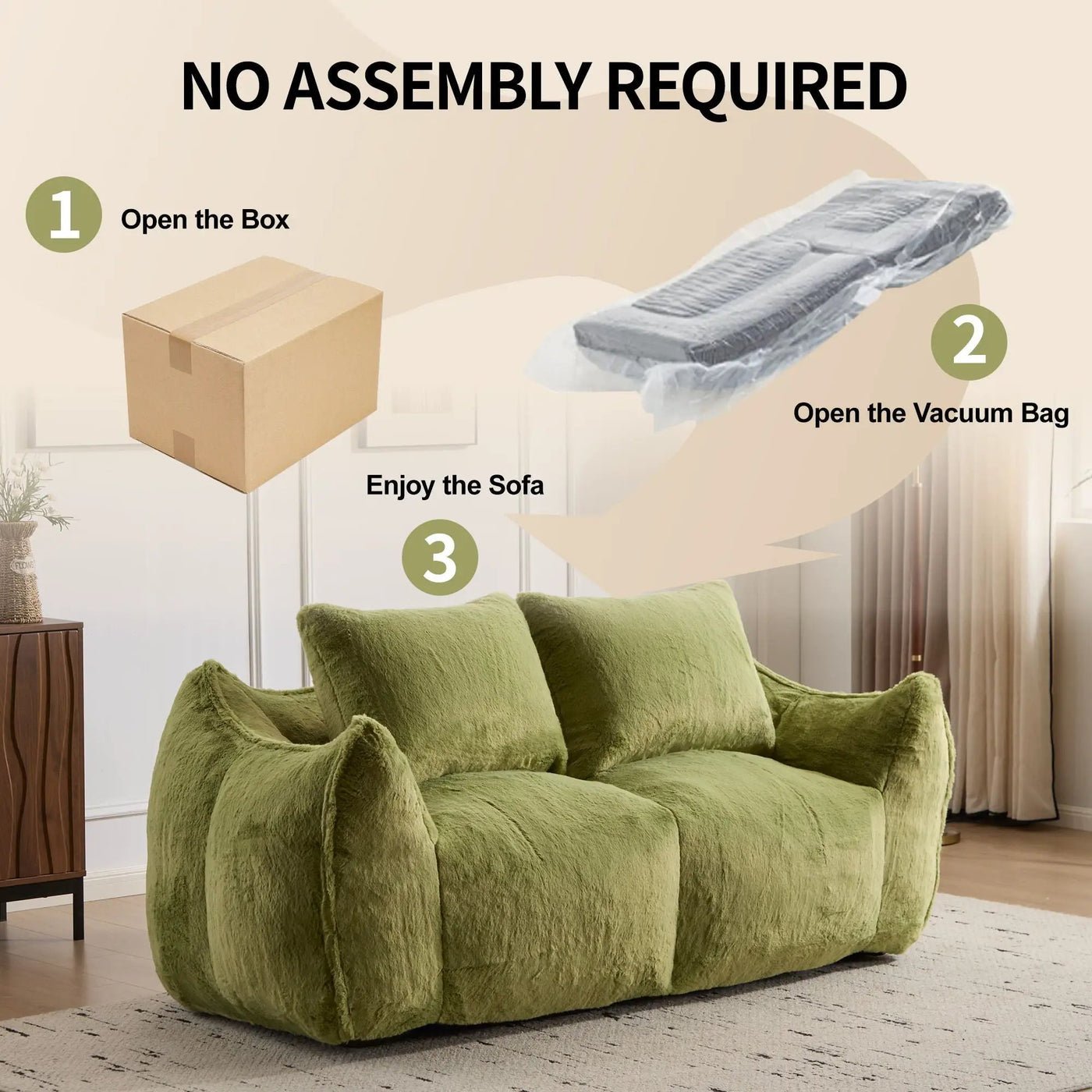Giant Bean Bag Couch, Ultra Soft Fluffy Loveseat For Living Room by Unique Piece Furniture