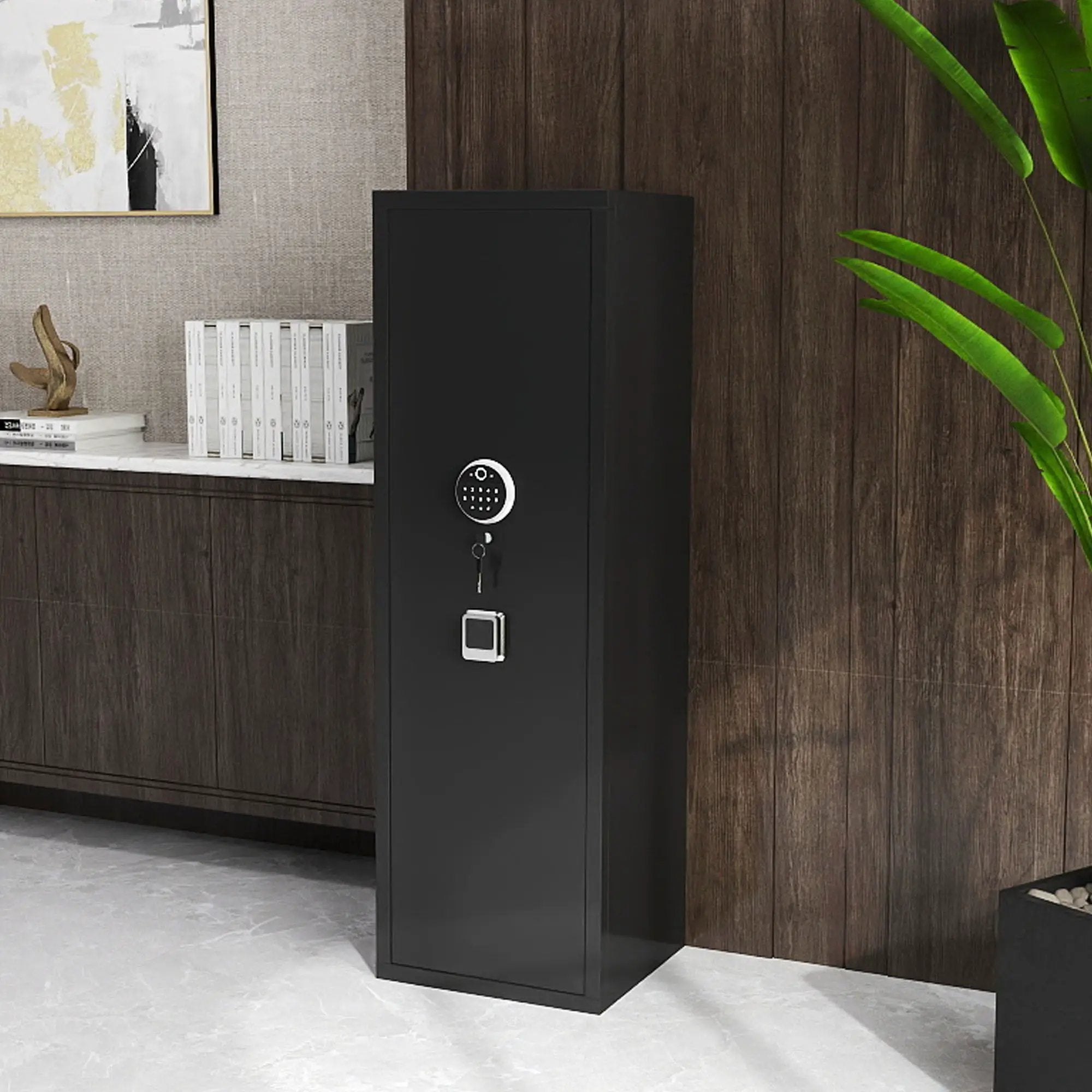 Gun Safes For Home Rifle And Pistols, Fingerprint Electronic Safe With Quick Access, Detachable Partition - Black by HouseOfZazla