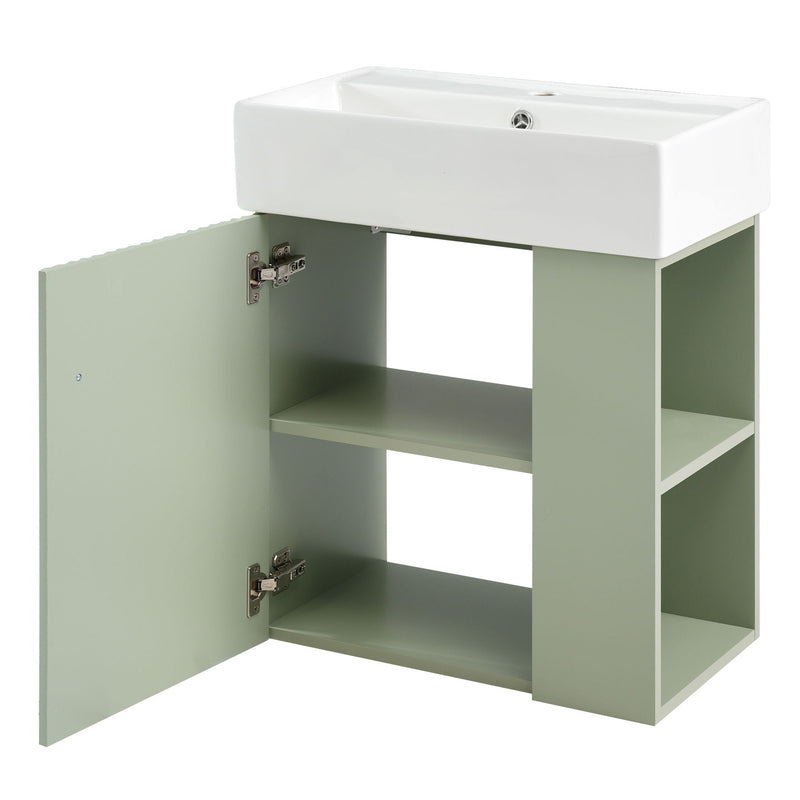 Modern Floating Bathroom Vanity With Ceramic Basin Perfect For Small Bathrooms by HouseOfZazla