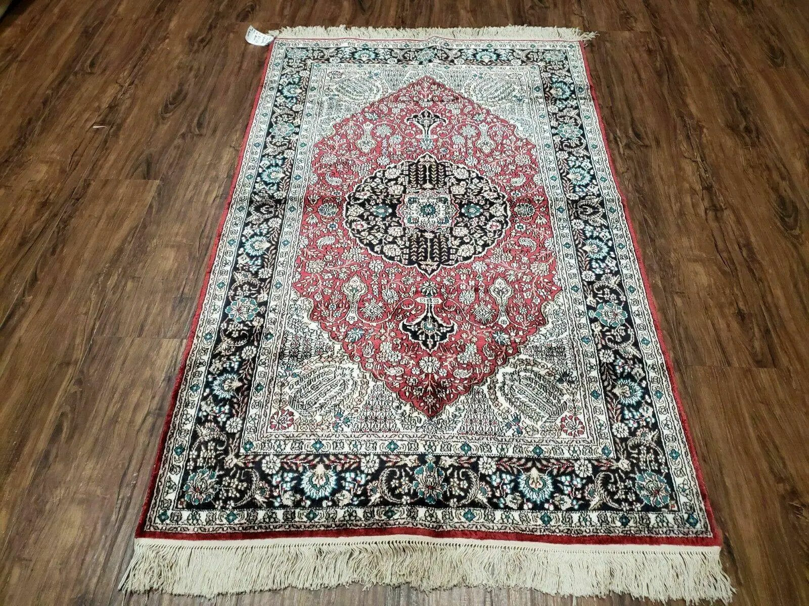 3' X 5' Vintage Fine Handmade India Oriental Kashmir Silk Rug 400 KPSI Wow by Jewel Rugs